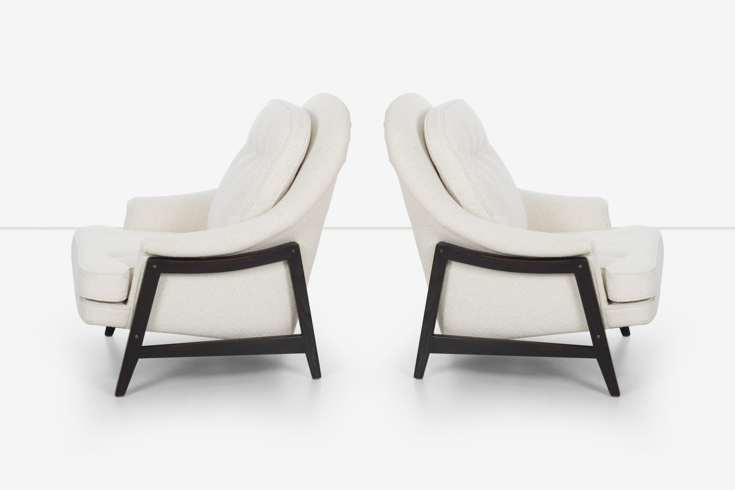 Mid-20th Century Pair Edward Wormley Janus Collection Lounge Chairs & Ottoman, Dunbar Model 5701