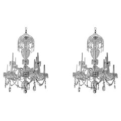Antique Pair Edwardian George III Style Cut Crystal Chandeliers