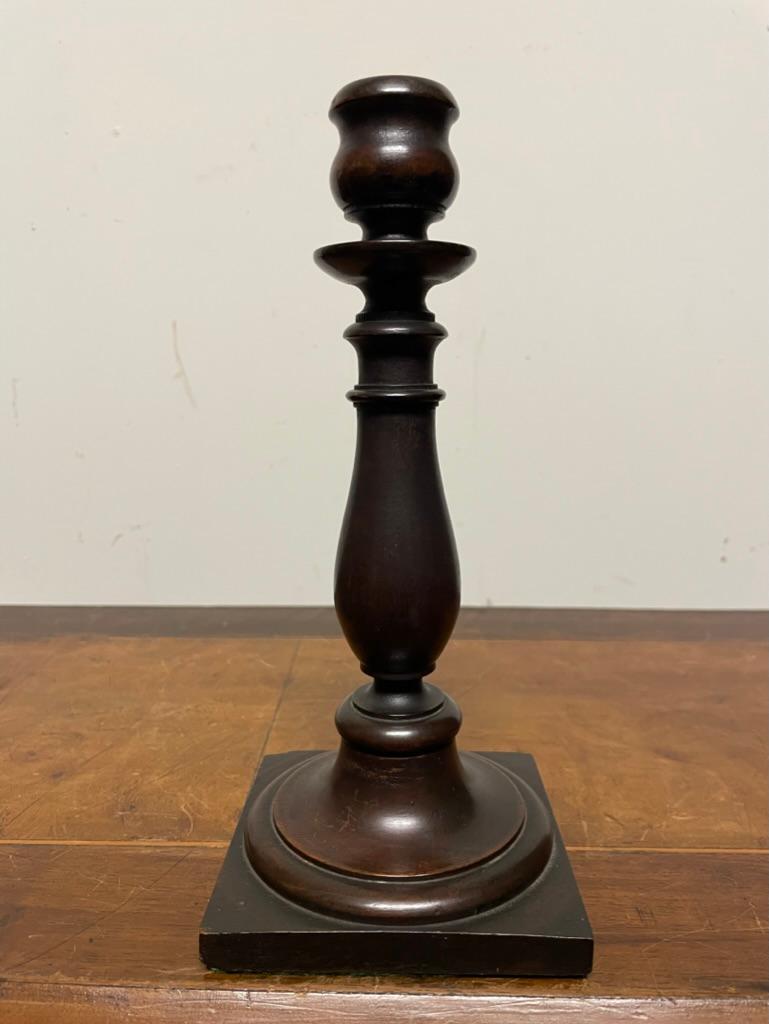Pair Edwardian Hand Turned Mahogany Candlesticks For Sale 7
