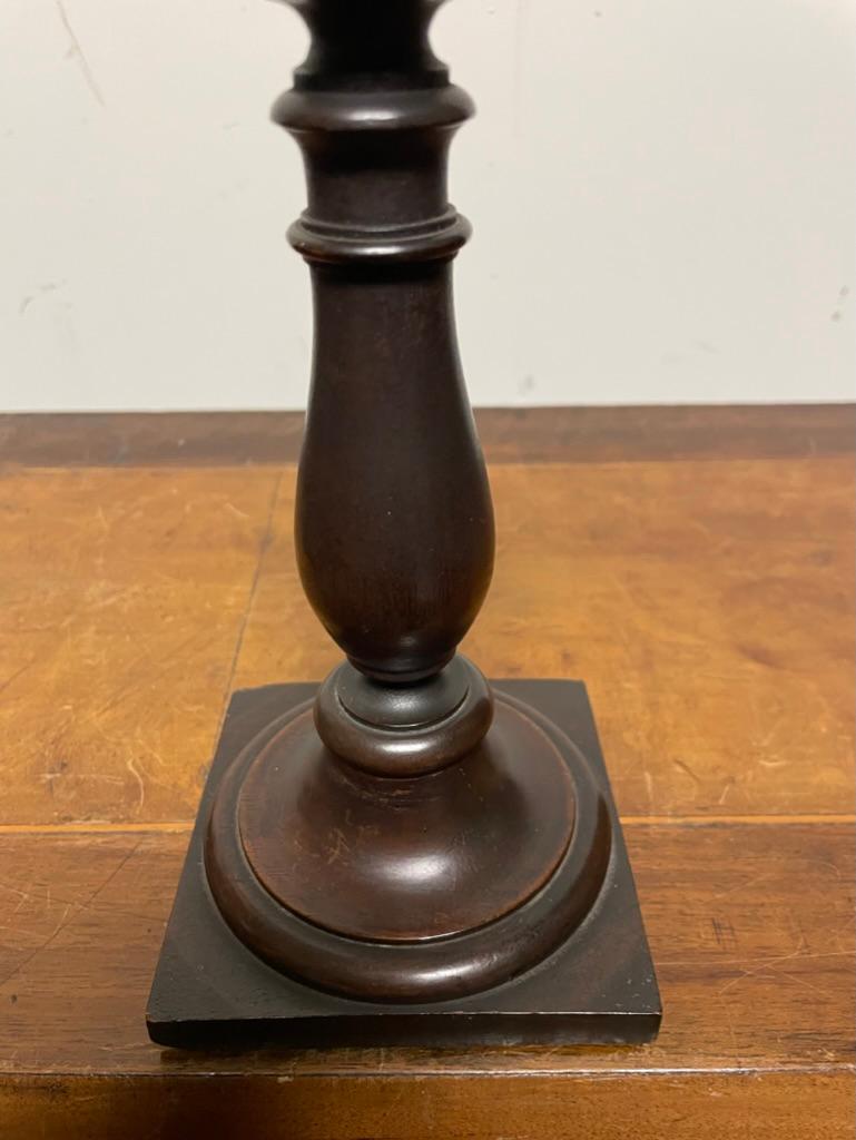 Pair Edwardian Hand Turned Mahogany Candlesticks For Sale 9
