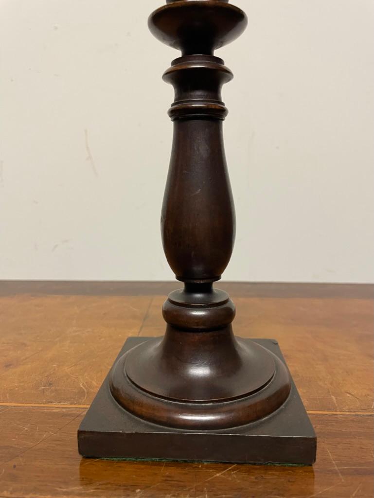 Pair Edwardian Hand Turned Mahogany Candlesticks For Sale 1