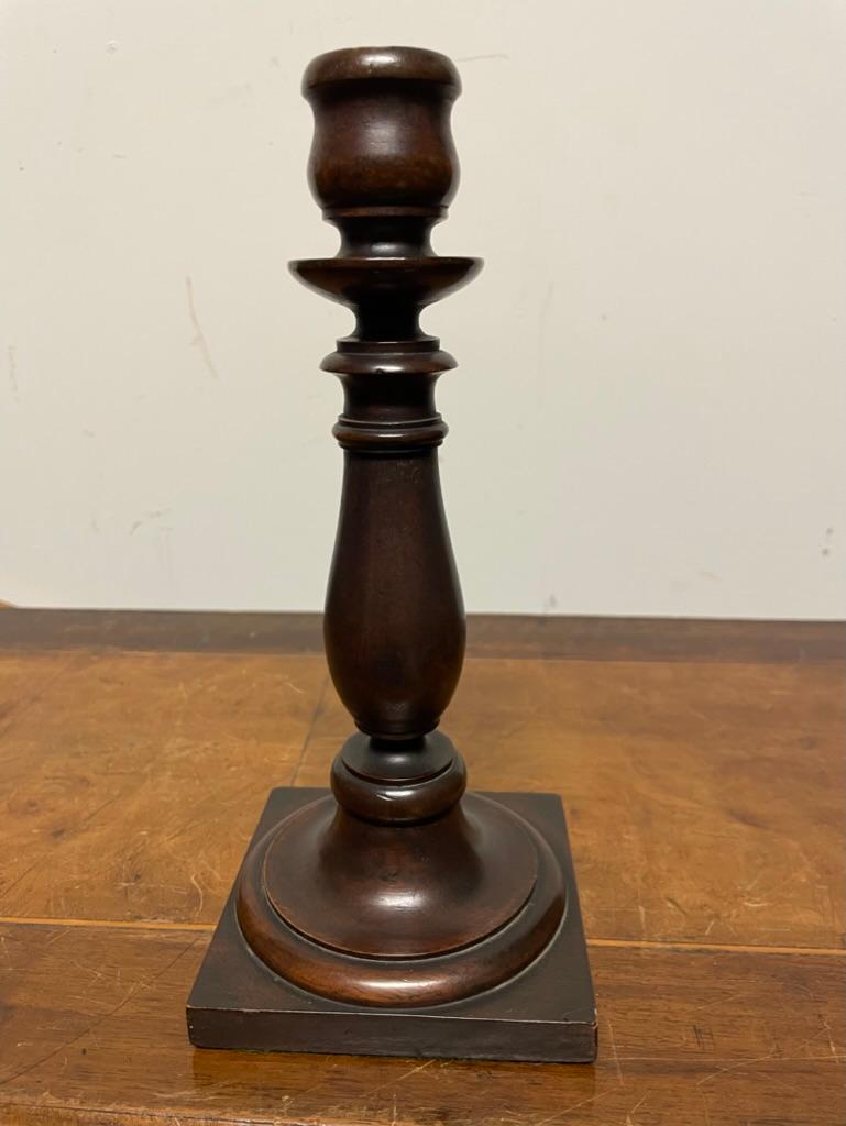 Pair Edwardian Hand Turned Mahogany Candlesticks For Sale 2