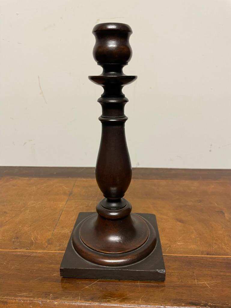 Pair Edwardian Hand Turned Mahogany Candlesticks For Sale 4