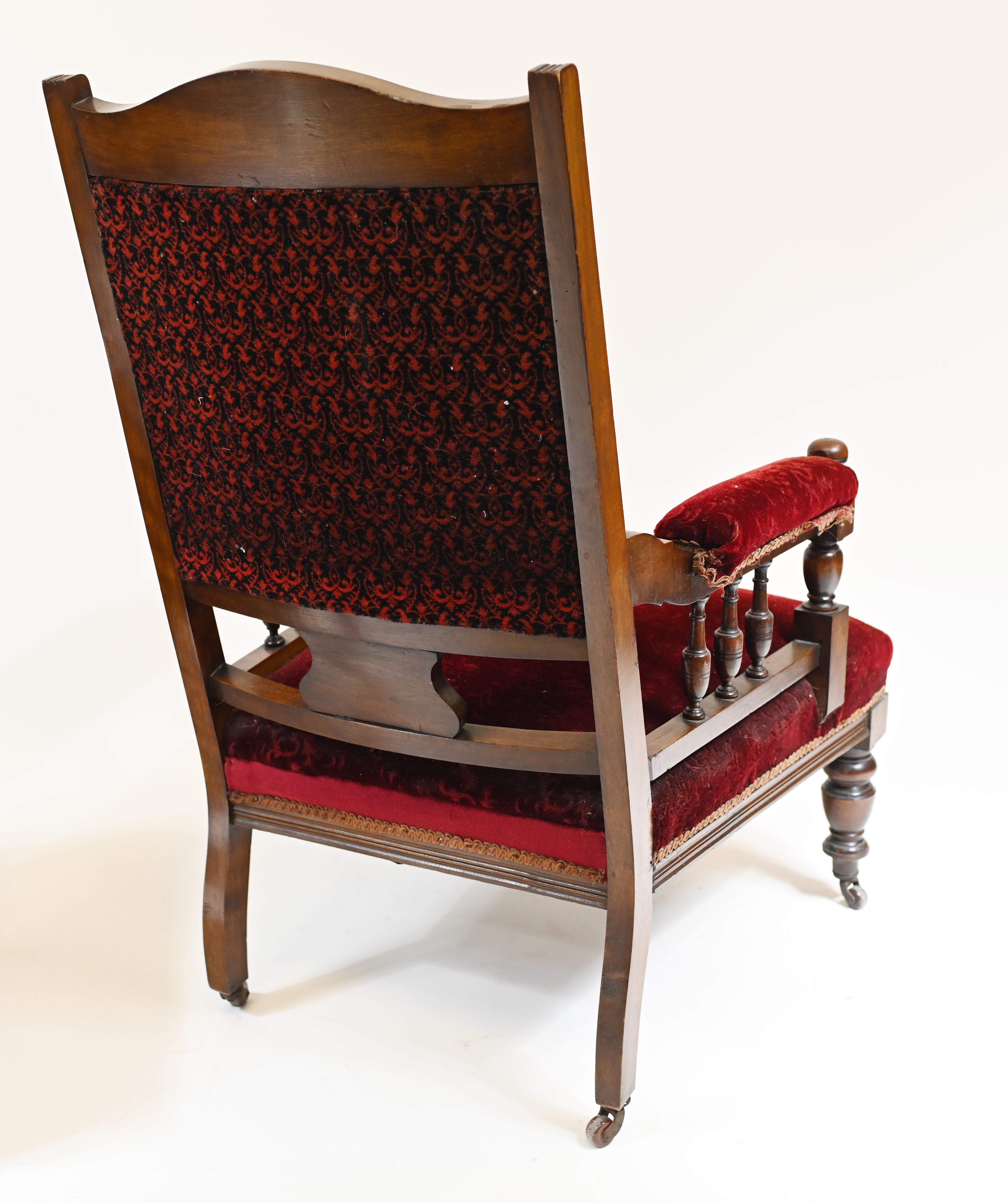 Paar edwardianische Sofasthle aus Mahagoni, His & Her Seats im Angebot 3