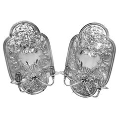 Paire d'appliques murales édouardiennes en argent sterling de style William & Mary, 1936