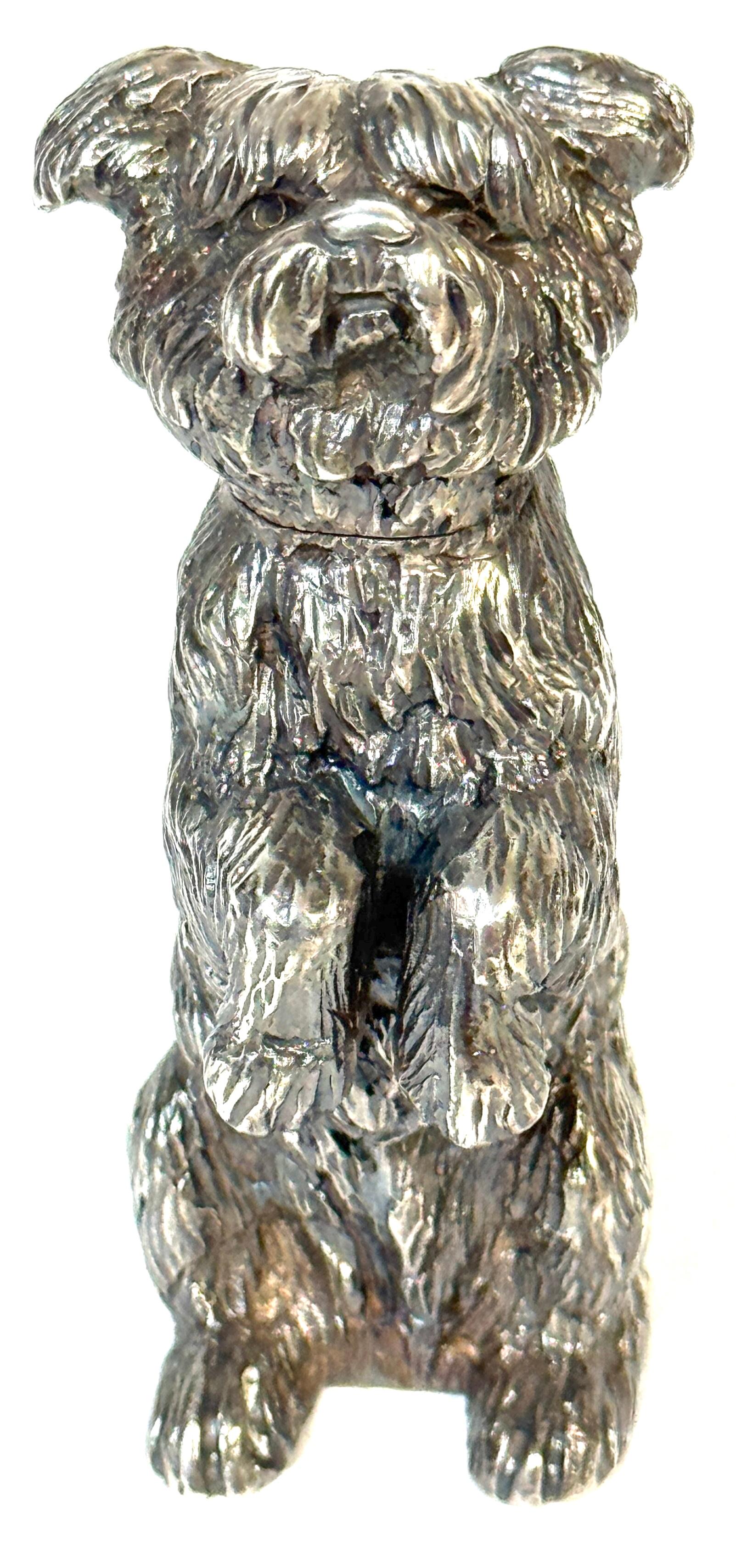 Paar Edwardian Sterling Terrier Salz & Pfeffer London, Jonathan Howell, 1906/1913 (Sterlingsilber) im Angebot