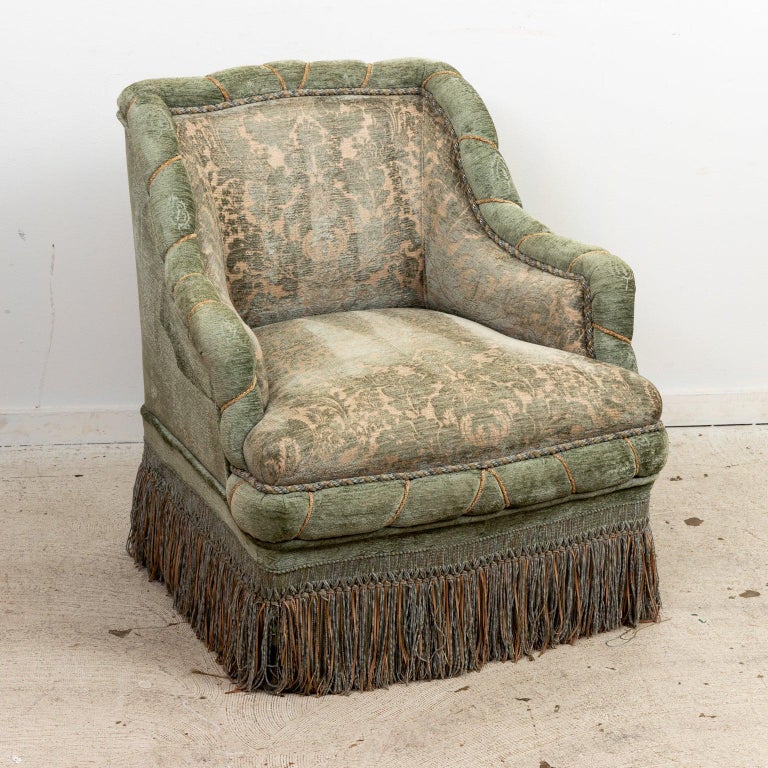 Pair Edwardian Style Upholstered Slipper Chairs For Sale at 1stDibs