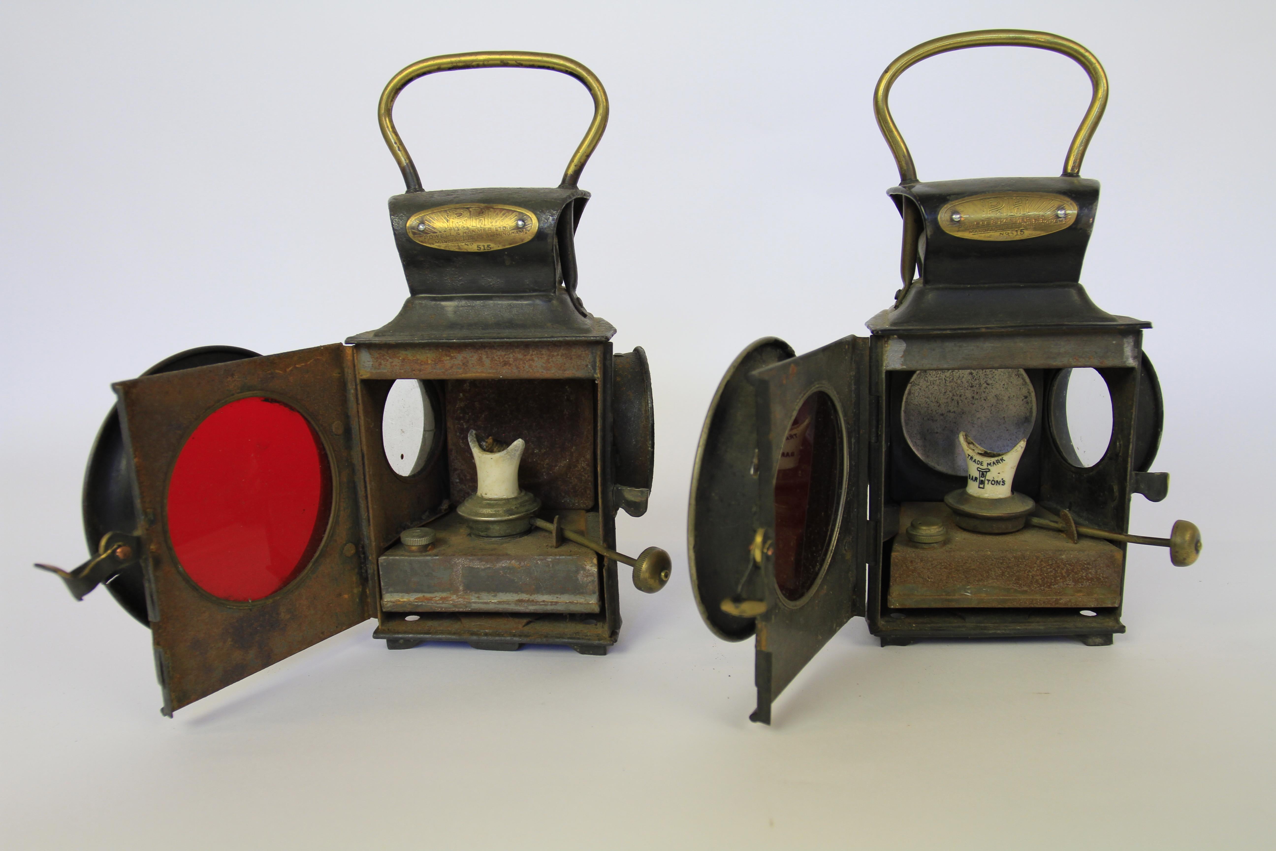 Pair Edwardian Veteran car P&H Rear Lamps In Good Condition For Sale In Dereham, GB