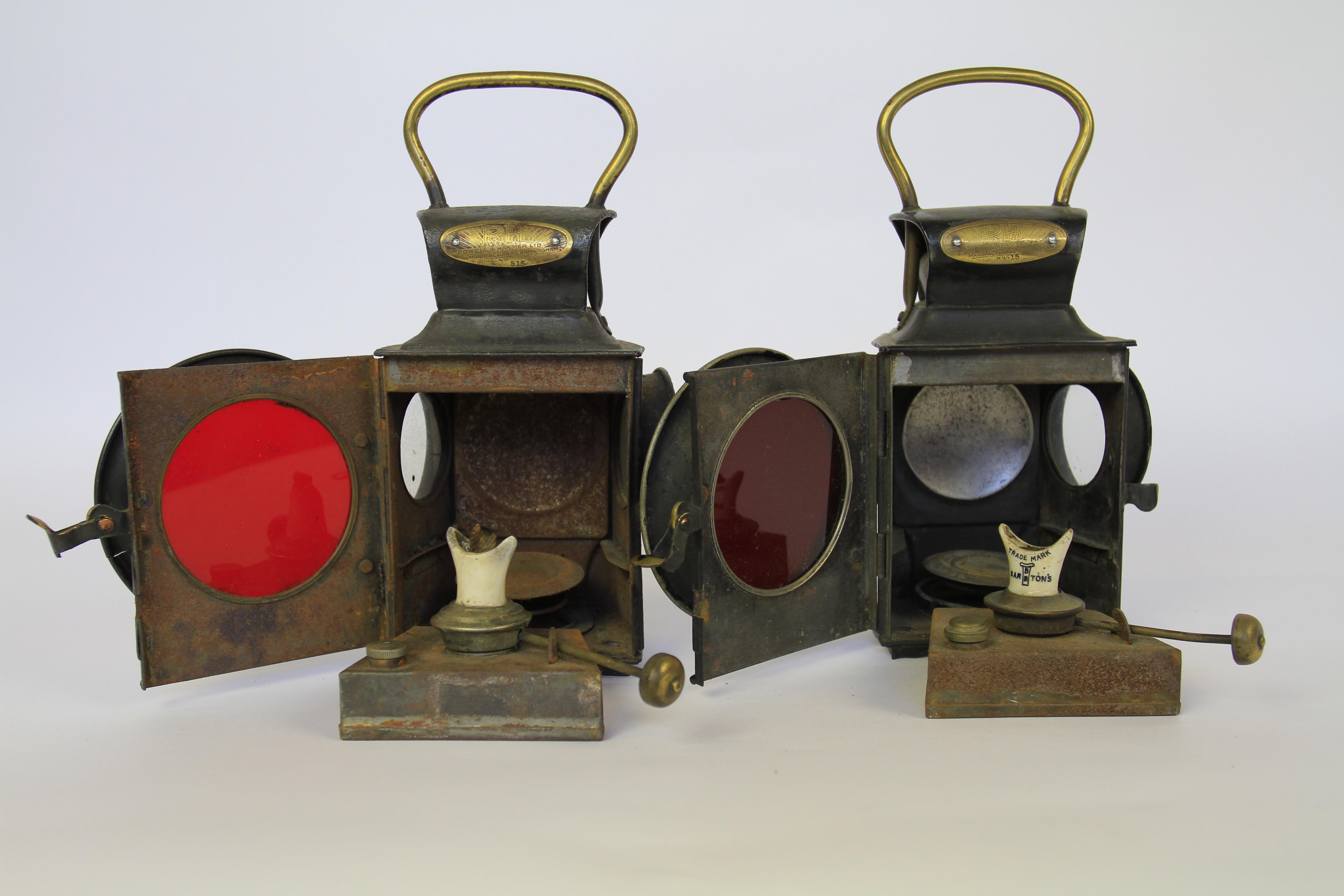 Early 20th Century Pair Edwardian Veteran car P&H Rear Lamps For Sale