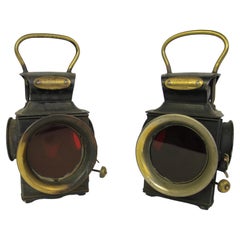 Pair Edwardian Veteran car P&H Rear Lamps