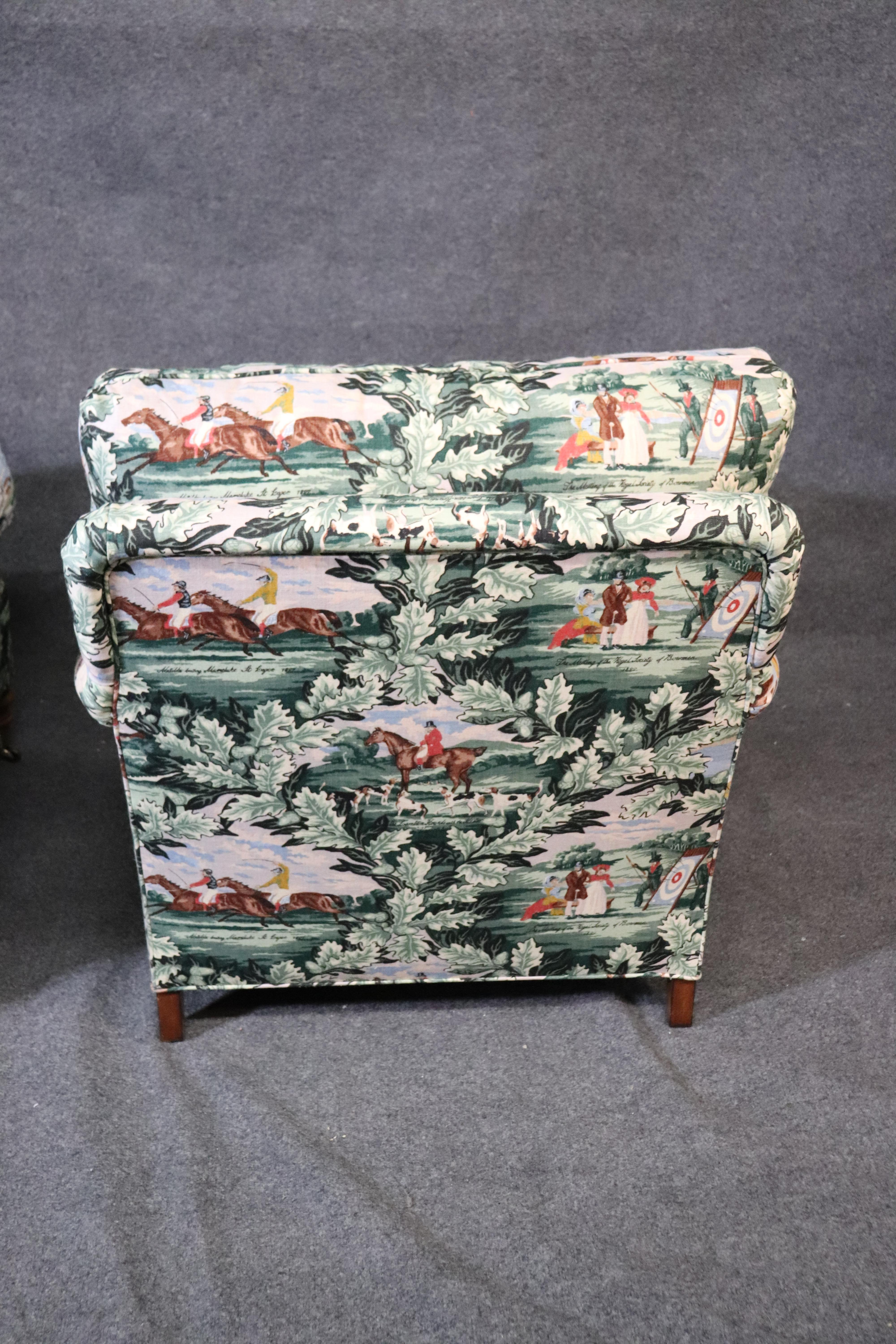 Pair of Edward Ferrell Polo Players Edwardian Upholstered Club Chairs 4
