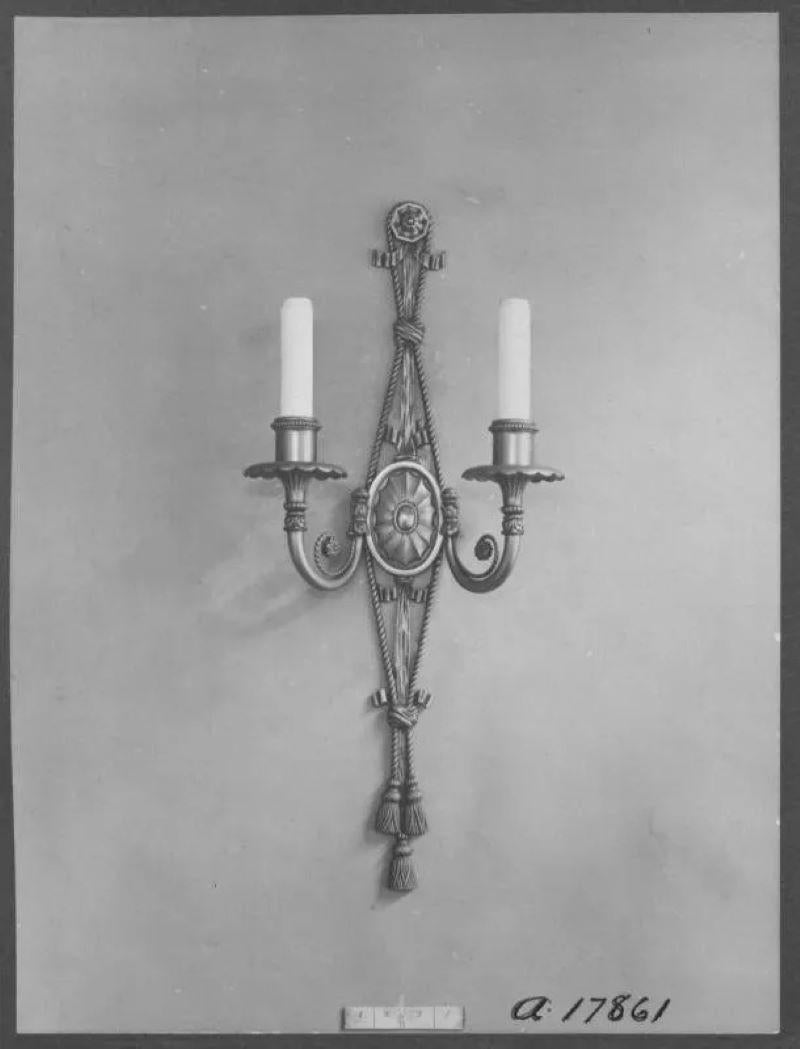 Pair Edward Caldwell Antique Georgian Robert Adam Style Gilt Bronze Sconces 1