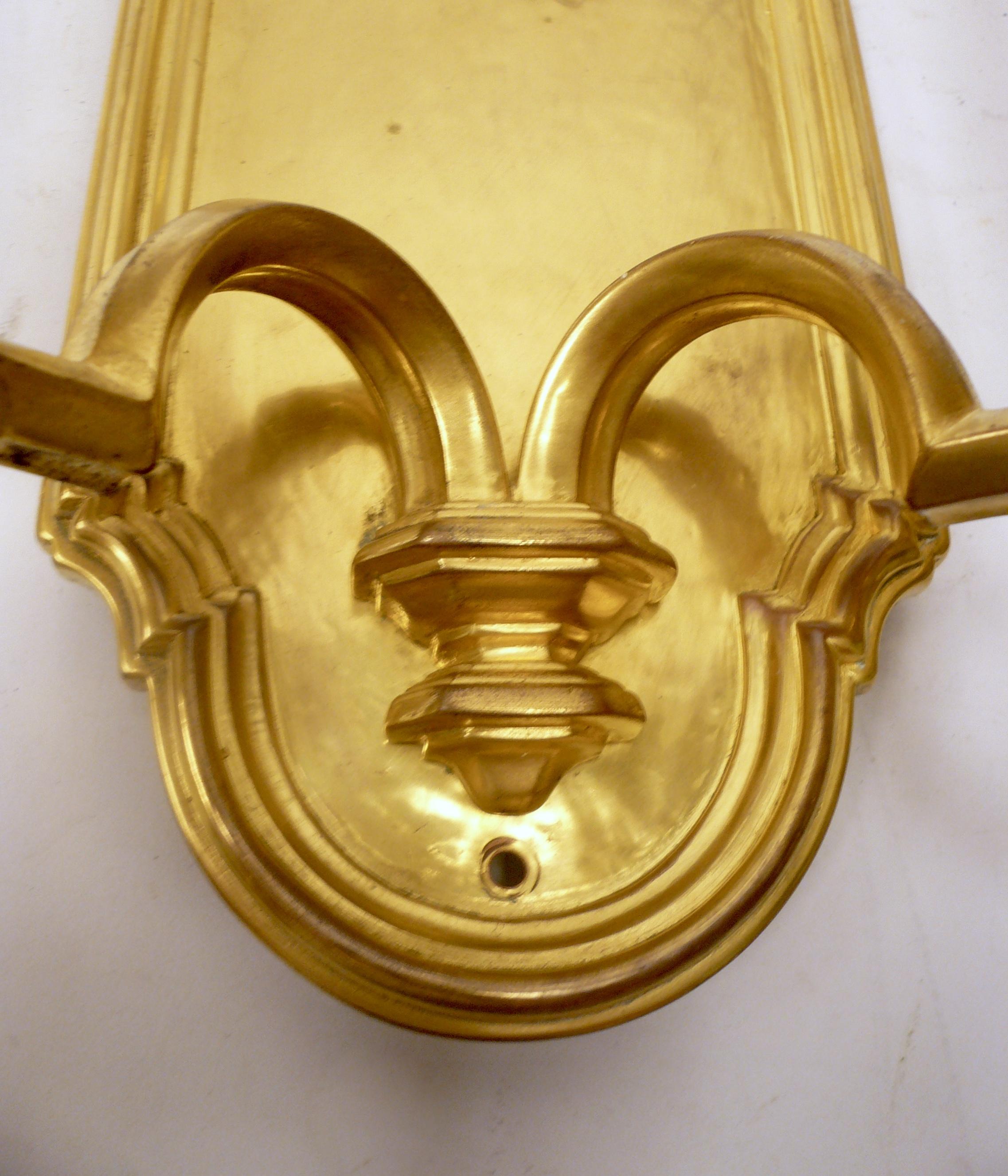 Pair of E.F. Caldwell Gilt Bronze Early Georgian Style Sconces For Sale 4