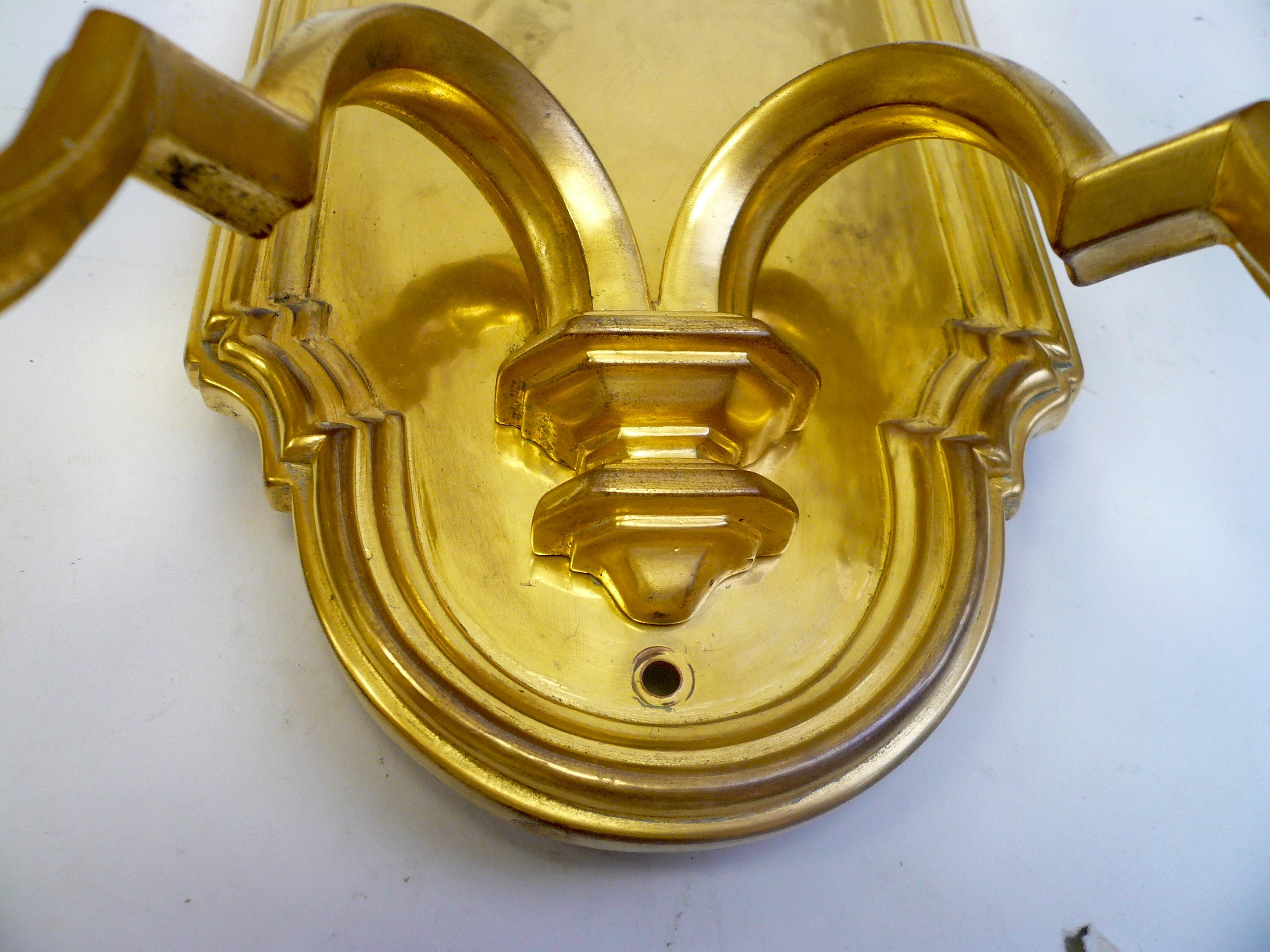 American Pair of E.F. Caldwell Gilt Bronze Early Georgian Style Sconces For Sale