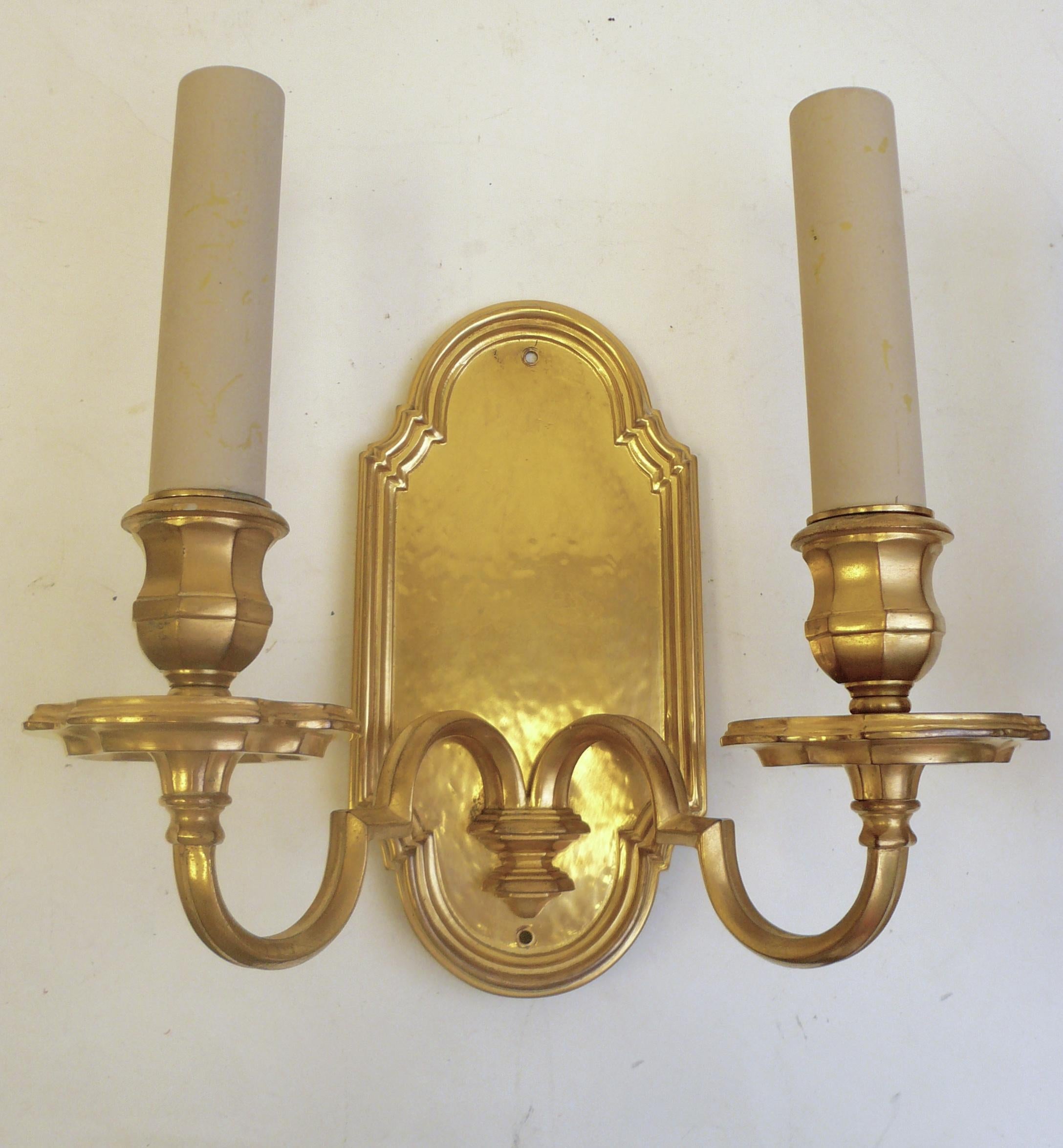 Pair of E.F. Caldwell Gilt Bronze Early Georgian Style Sconces For Sale 3