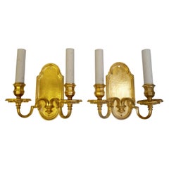 Pair of E.F. Caldwell Gilt Bronze Early Georgian Style Sconces