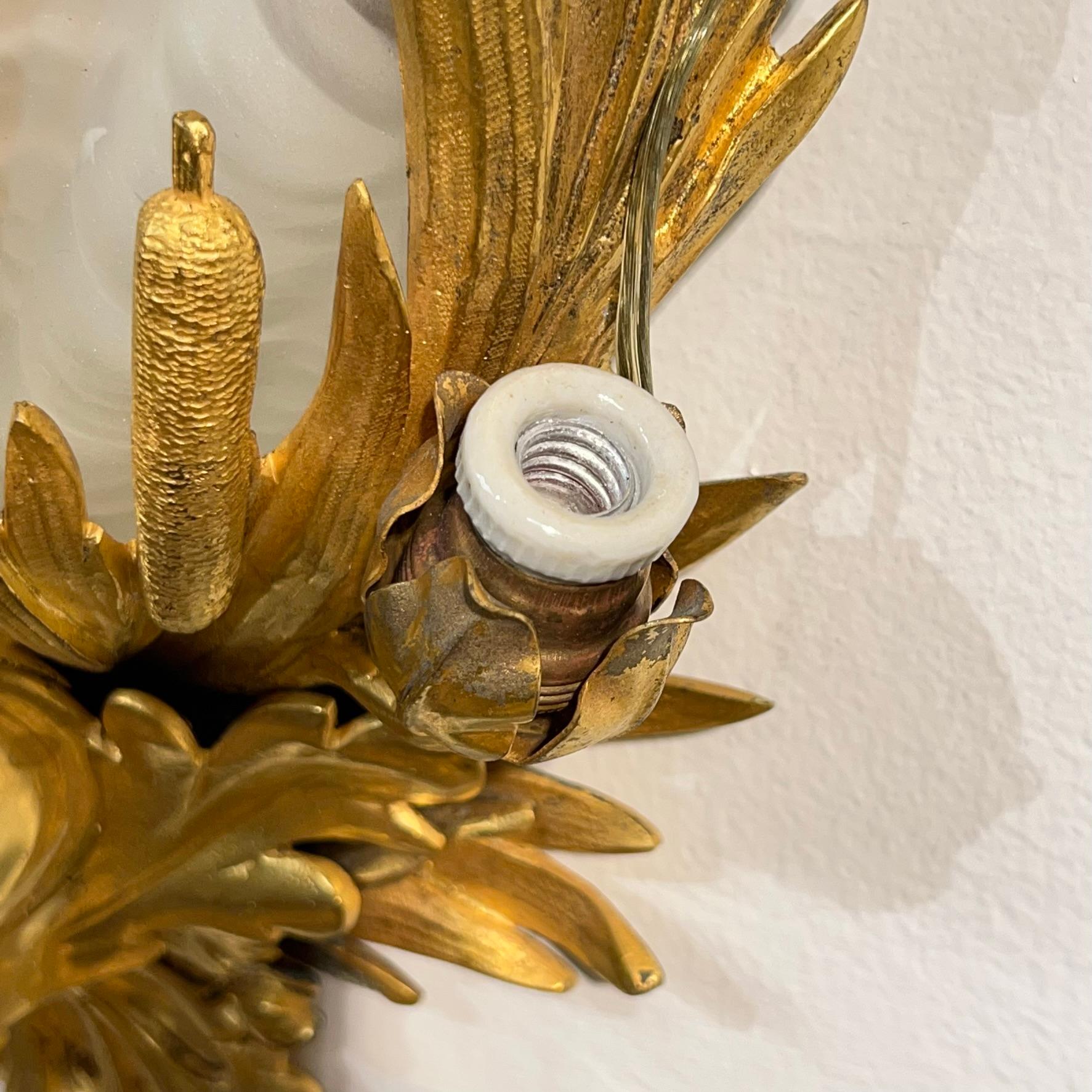 American Pair E.F. Caldwell Gilt Bronze Sconces with Seashell and Dolphin Motifs