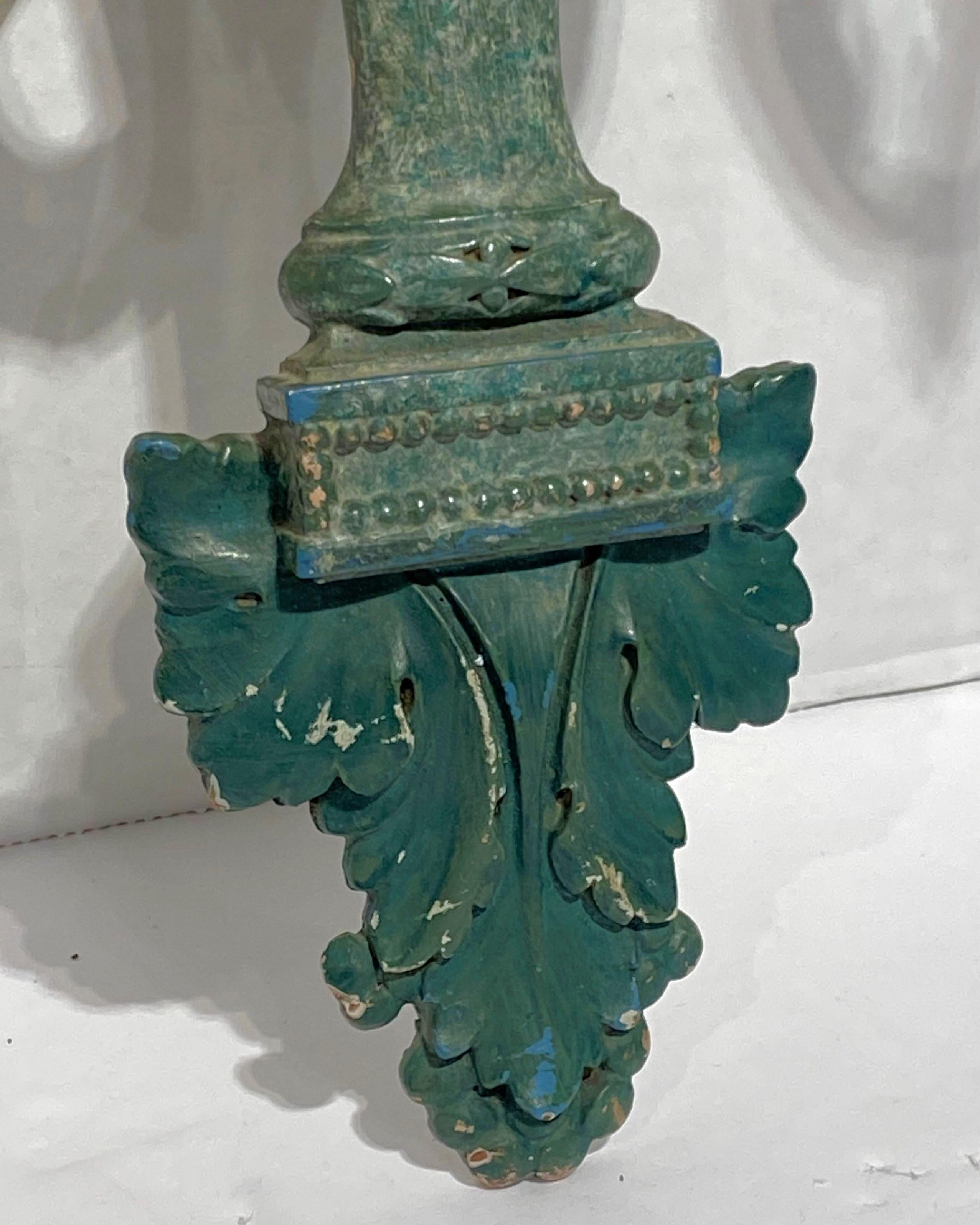 Pair E.F. Caldwell Neoclassical Sconces with Green Patina, circa 1910s 6