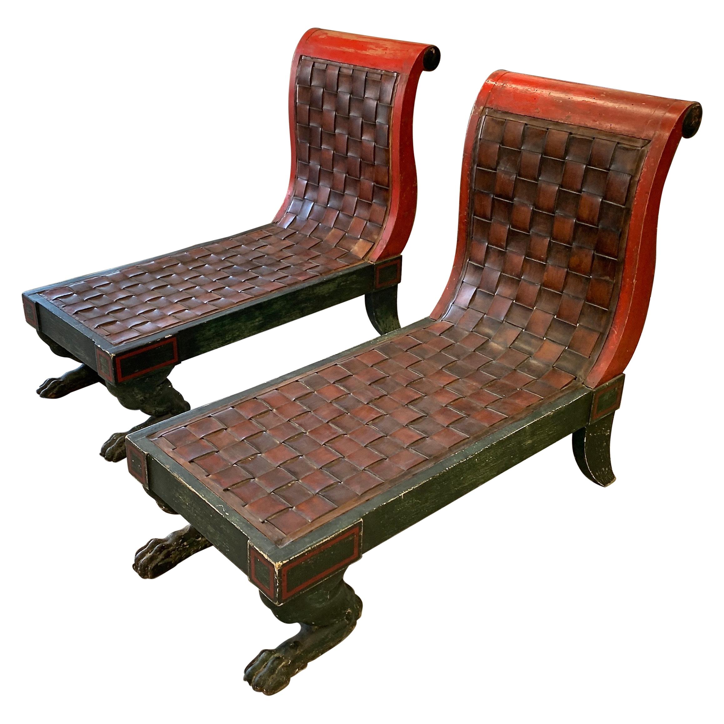 Pair of Egyptian Revival Chaises