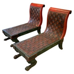 Antique Pair of Egyptian Revival Chaises