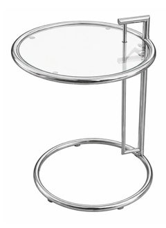 Pair Eileen Gray E-1027 ClassiCon Adjustable Side Tables in Chrome & Glass
