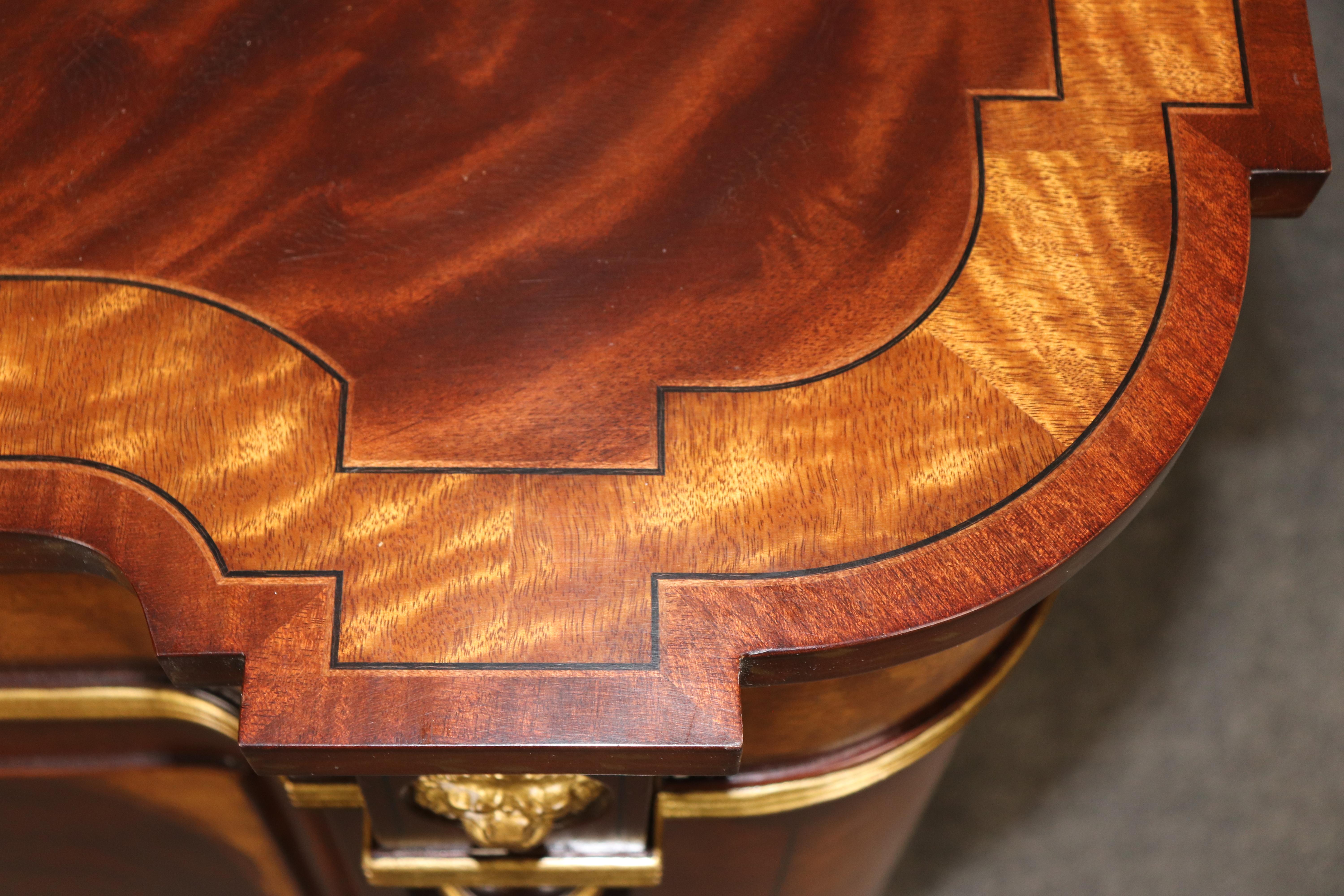 Pair E.J. Victor Gilded Mahogany and Satinwood Sheraton Style Buffets Servers 9