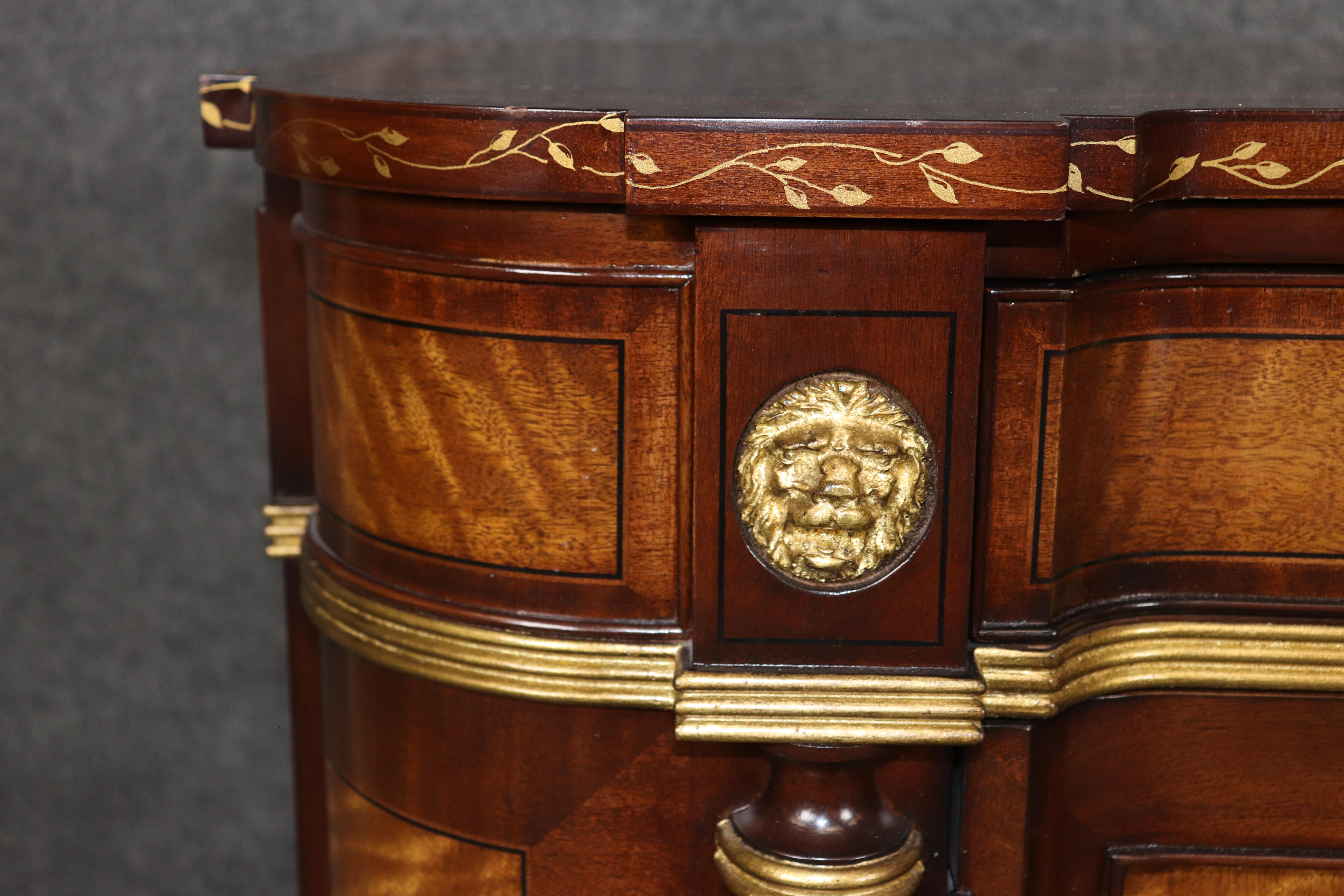 Pair E.J. Victor Gilded Mahogany and Satinwood Sheraton Style Buffets Servers 3