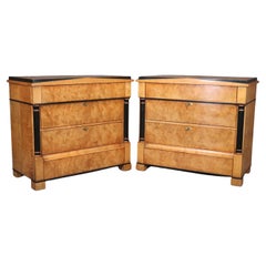 Pair E.J. Victor Karelian Birch Russian Baltic Style Commodes or Nightstands
