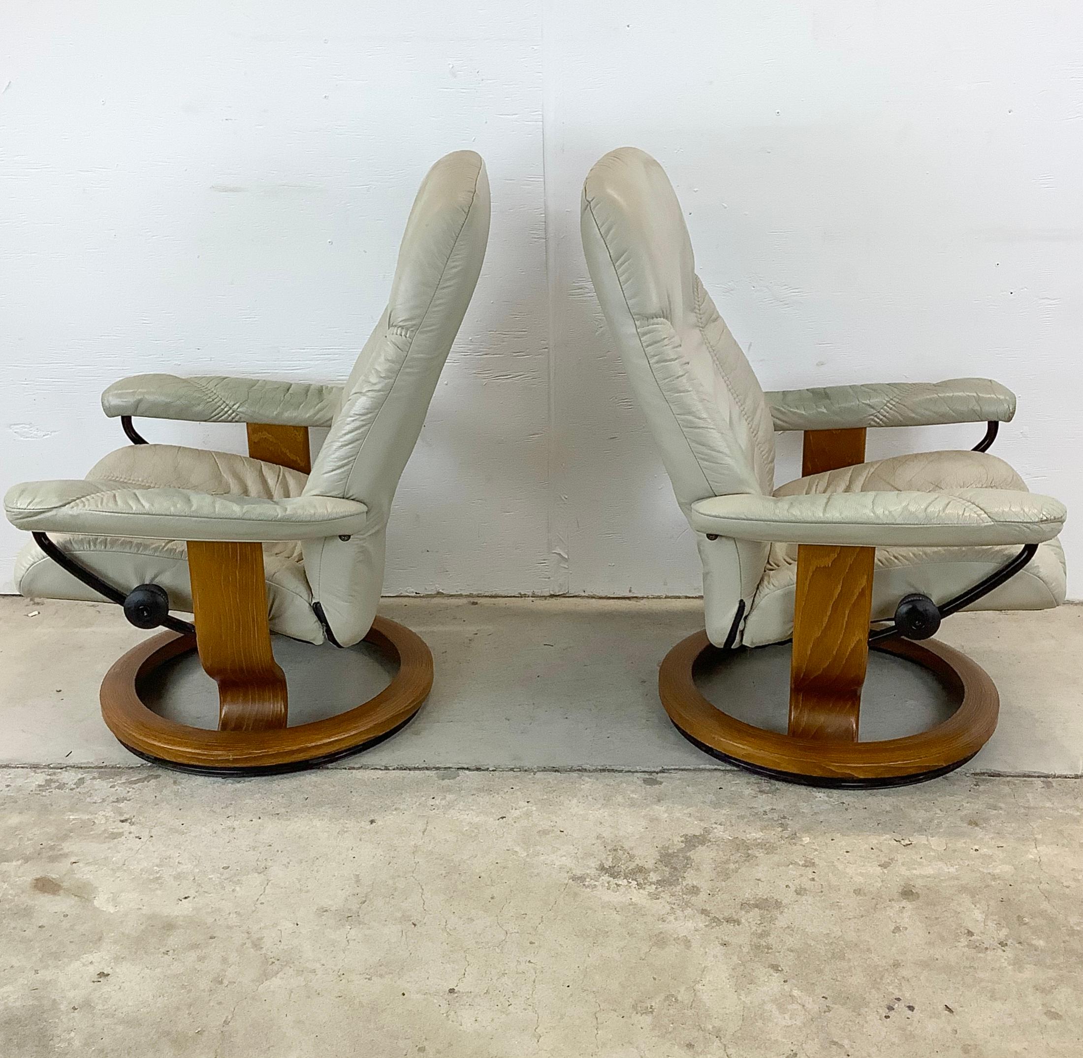 Other Pair Ekornes Stressless Swivel Chairs with Ottoman