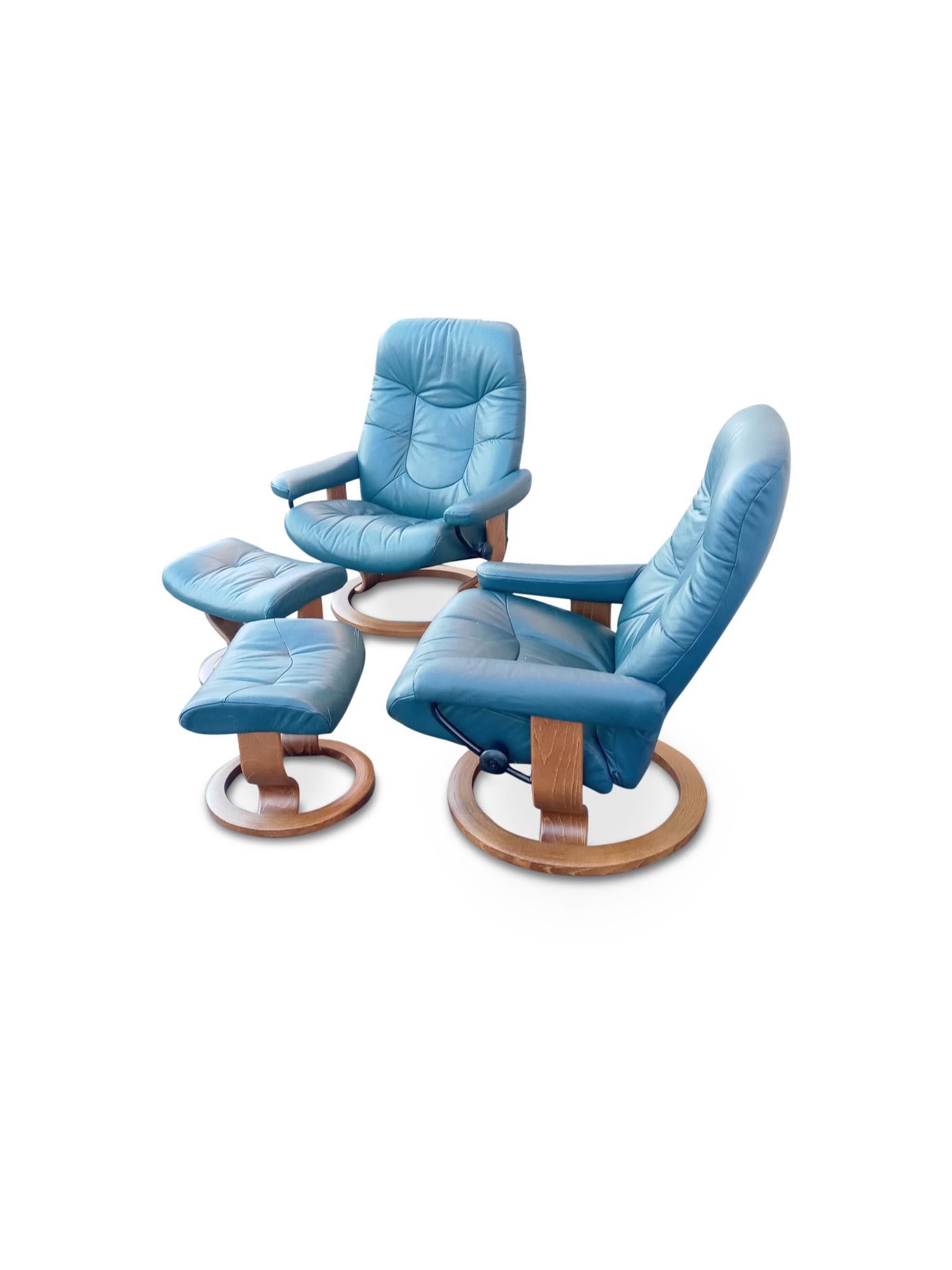 teal leather recliners