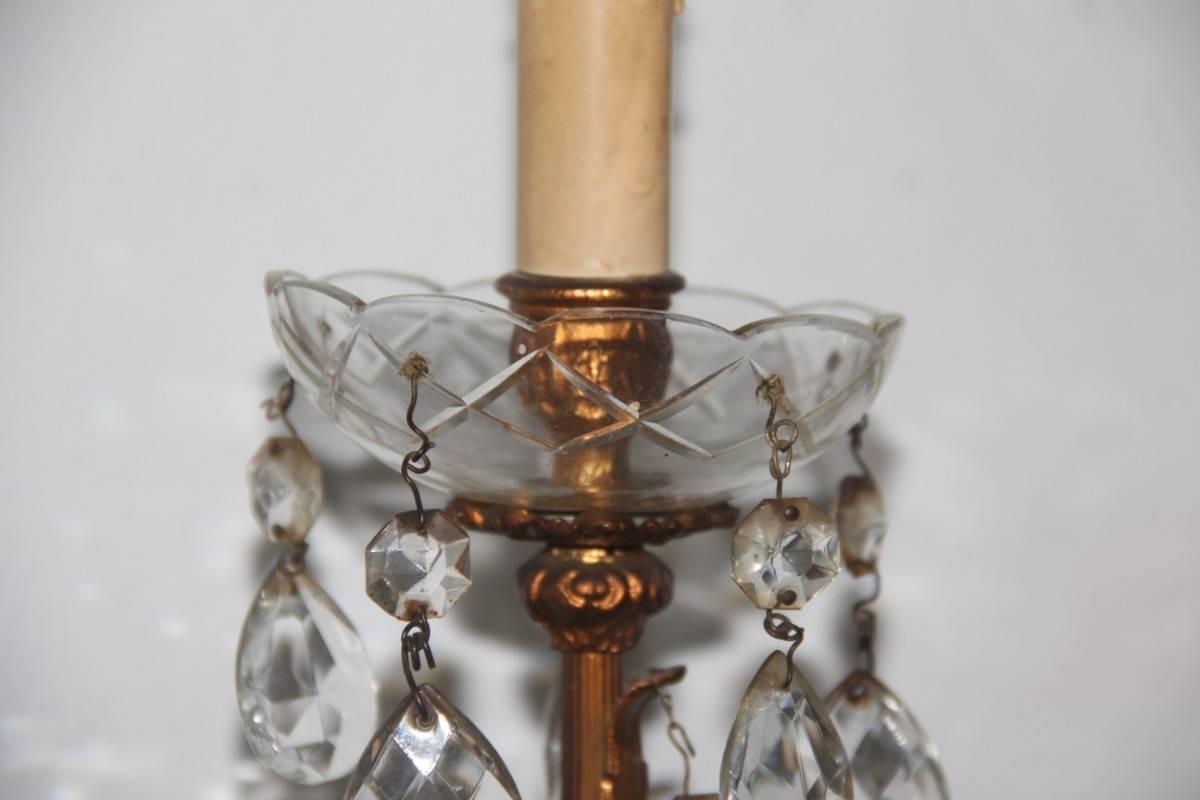 Pair of Sconces Bronze and Crystal, 1950s Mid-cenduty Italian design  In Good Condition For Sale In Palermo, Sicily