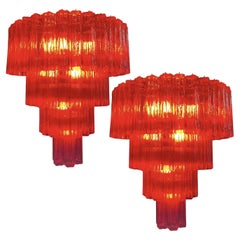 Pair Elegant and refined Italian Chandeliers by Valentina Planta, Murano