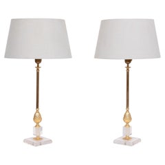 pair elegant Hollywood Regency pineapple Table lamps Denmark 1970s