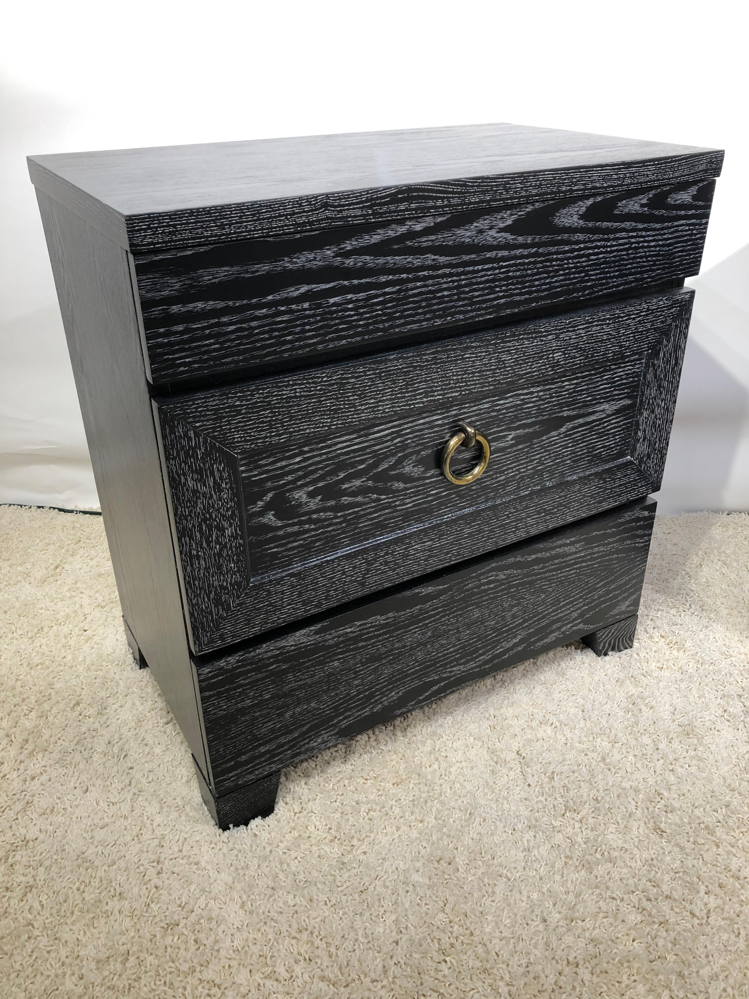 Pair of Elegant James Mont Cerused Custom Cabinet /Nightstand Chests For Sale 2