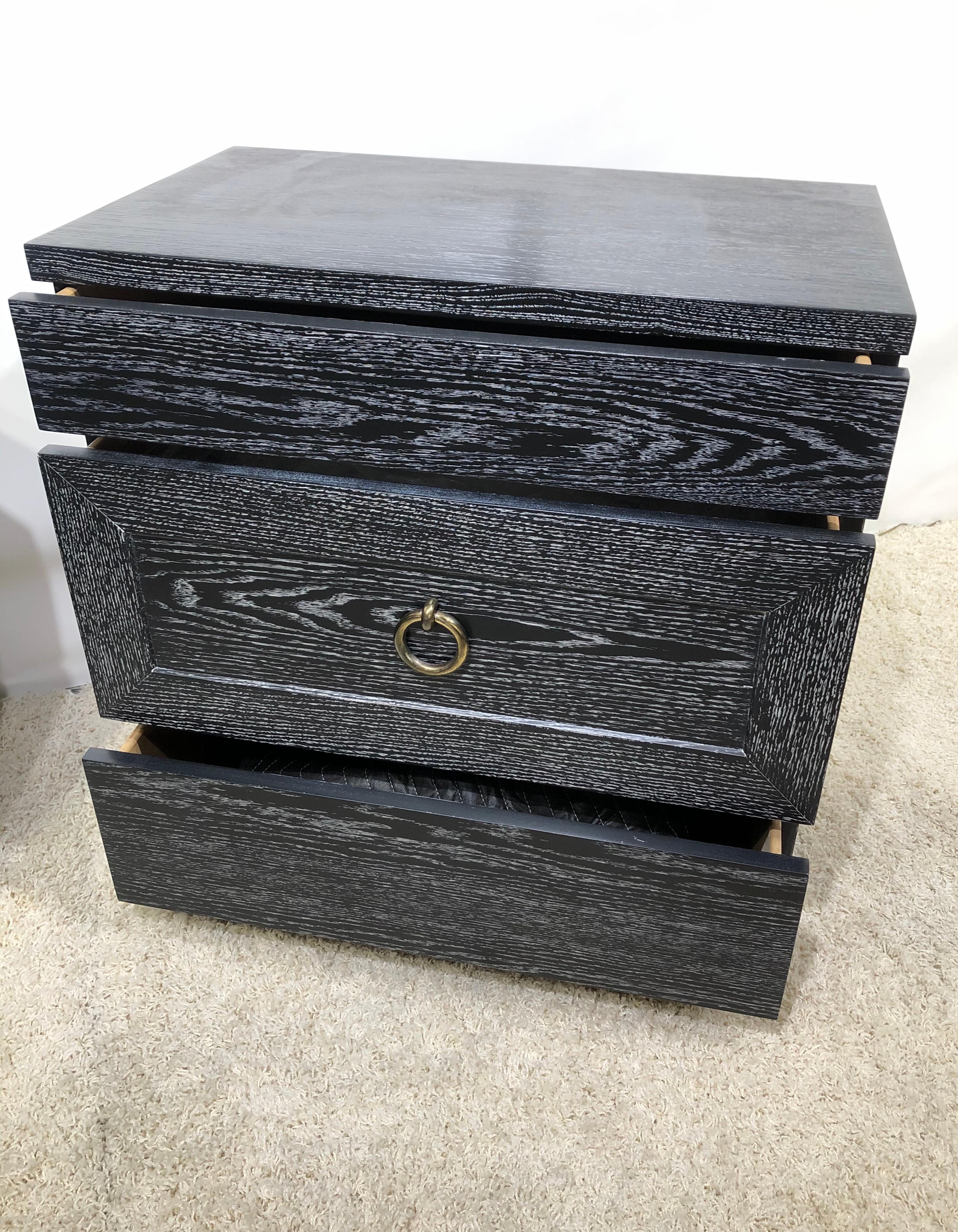 Pair of Elegant James Mont Cerused Custom Cabinet /Nightstand Chests For Sale 3
