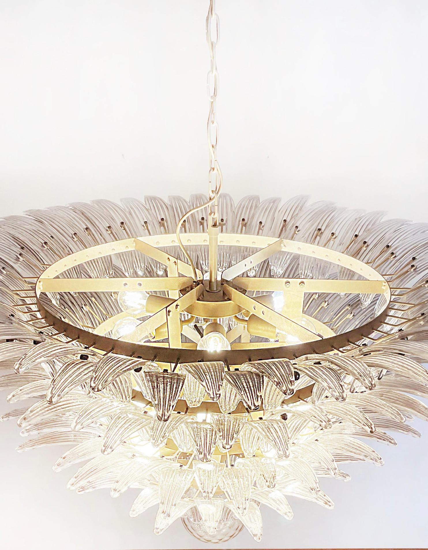 Pair Elegant Palmette Ceiling Lights, Smoked Glasses Murano For Sale 6