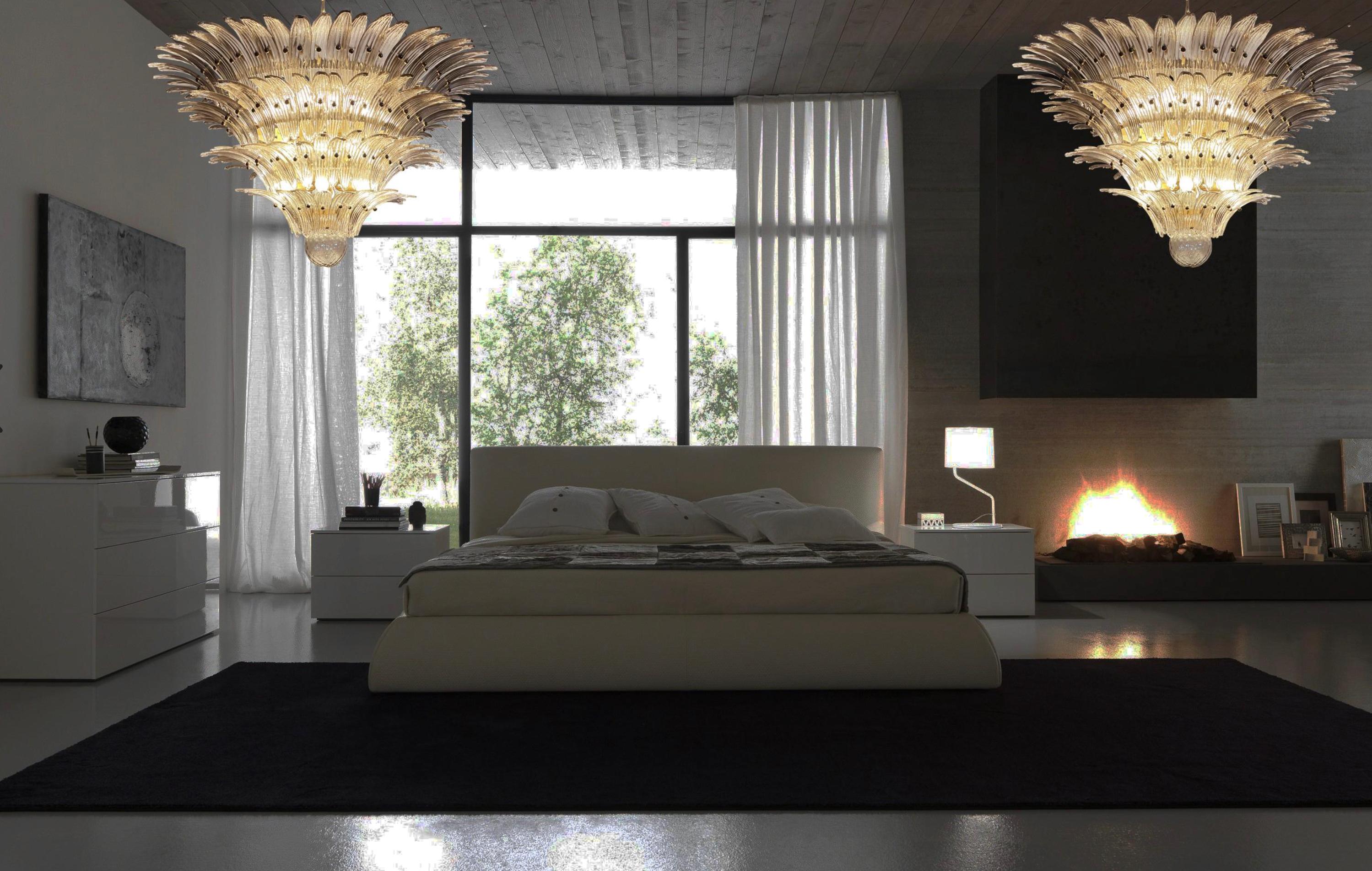 Pair Elegant Palmette Ceiling Lights, Smoked Glasses Murano For Sale 8