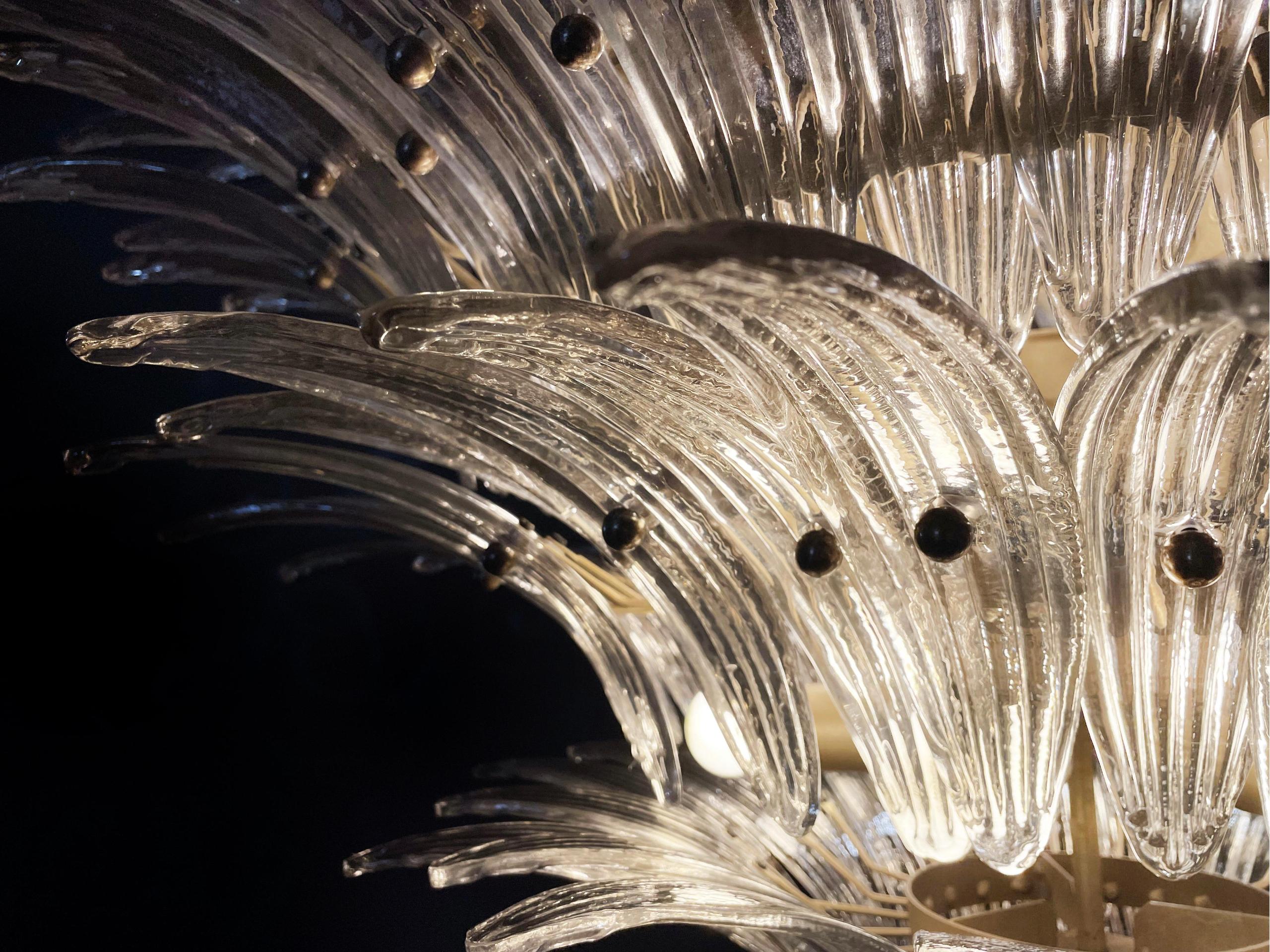 Pair Elegant Palmette Ceiling Lights, Smoked Glasses Murano In Good Condition For Sale In Budapest, HU