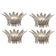 Pair Elegant  Vintage Palmette wall Light - smoked glasses