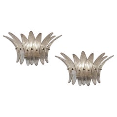 Paire Elegant Lampe murale Palmette vintage - verres fumés Paire Elegant Lampe murale Palmette vintage - verres fumés