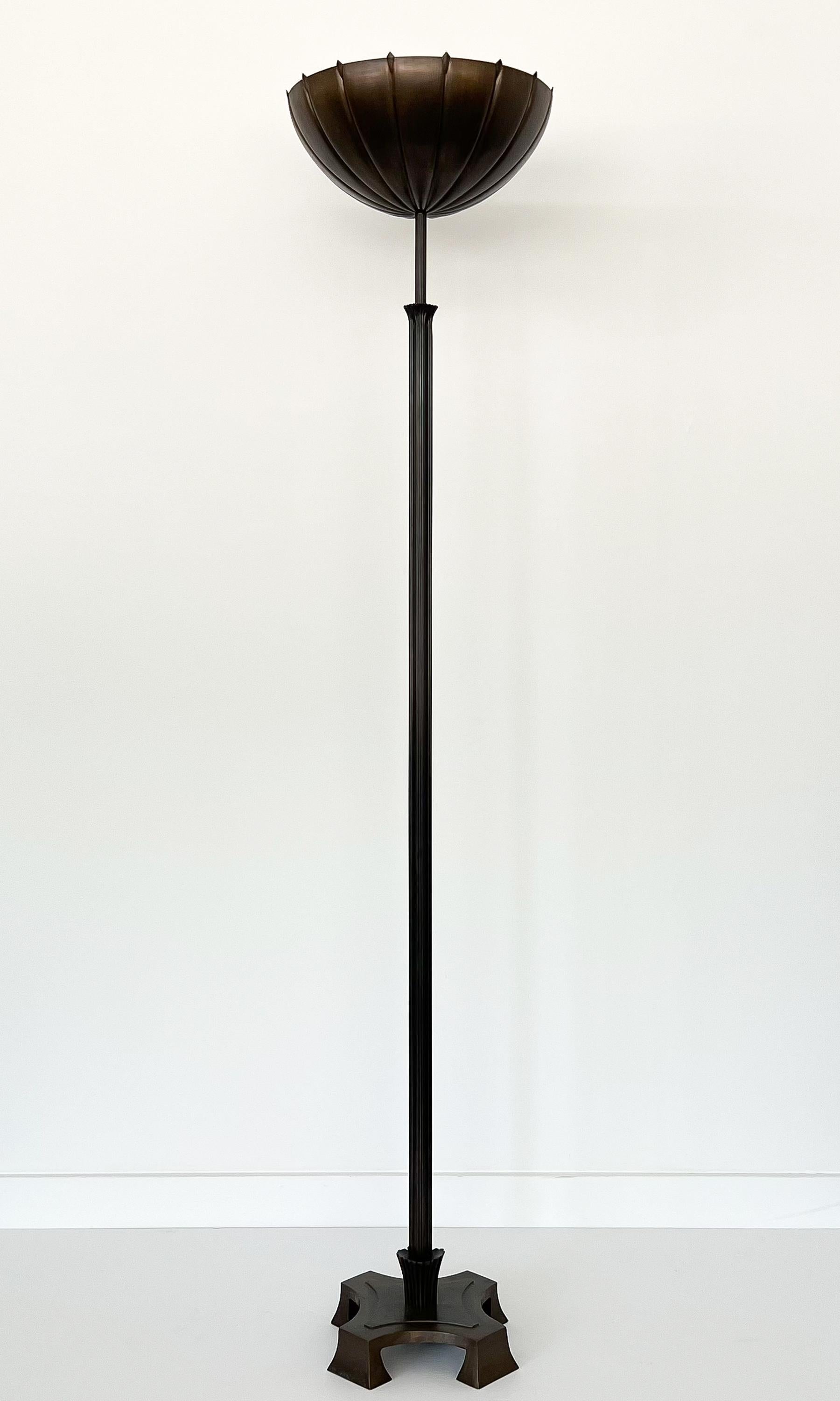 Pair Eliel Saarinen Sculptural Bronze Tochere Floor Lamps 2