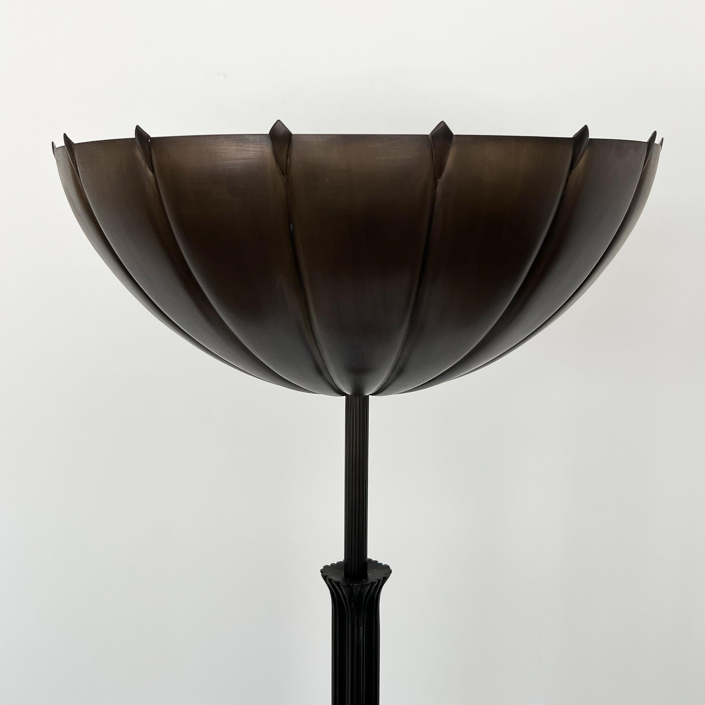 Pair Eliel Saarinen Sculptural Bronze Tochere Floor Lamps 3