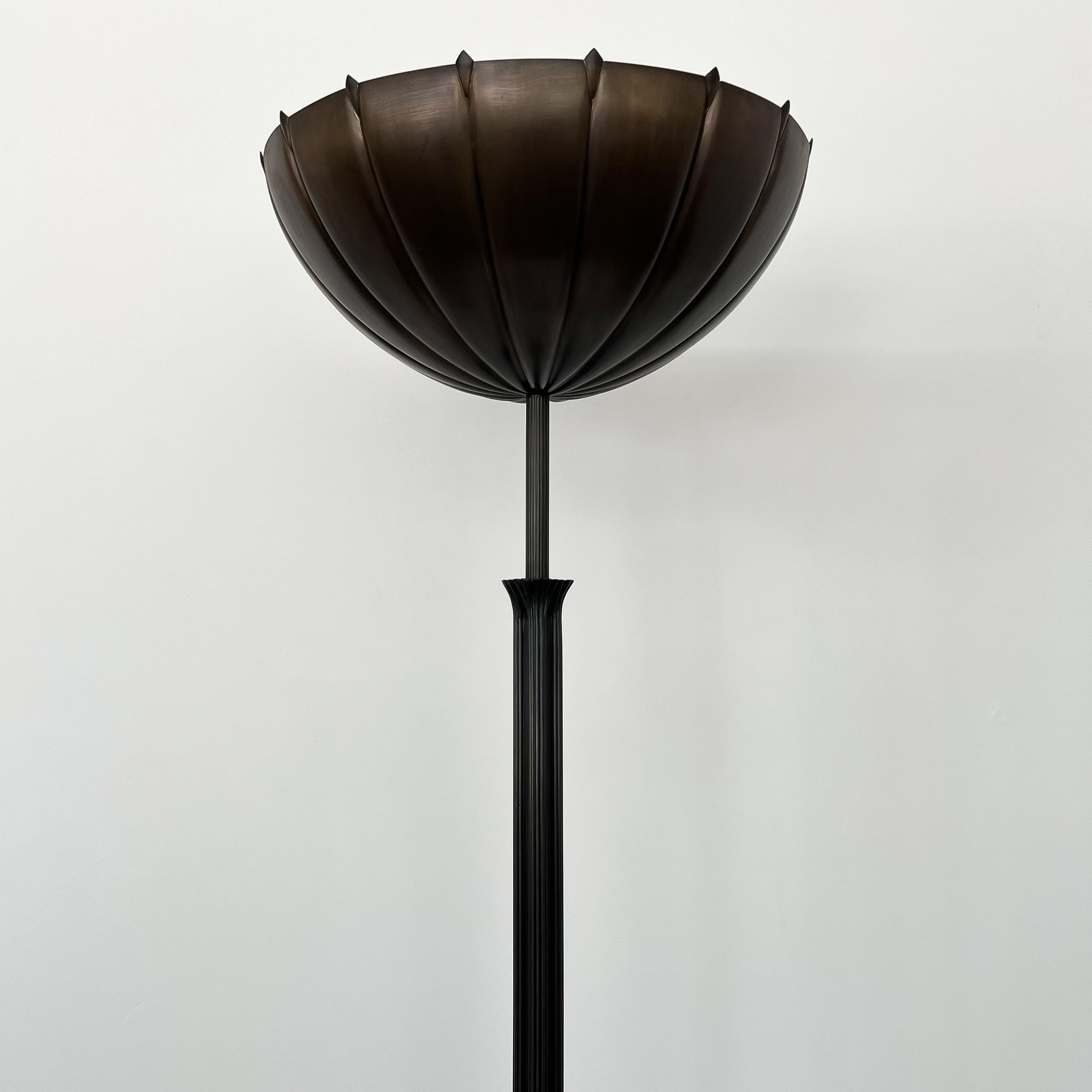 Pair Eliel Saarinen Sculptural Bronze Tochere Floor Lamps 4