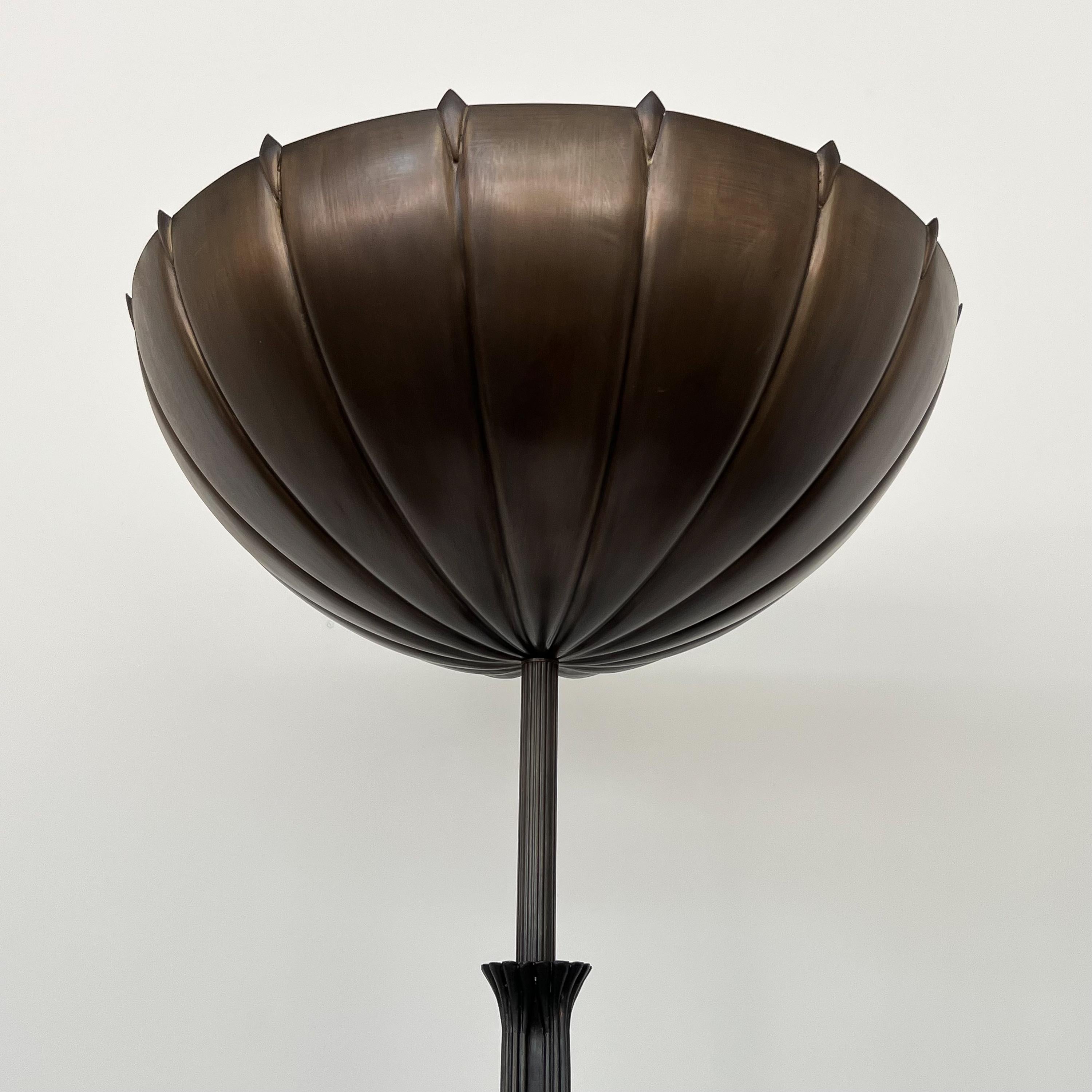 Pair Eliel Saarinen Sculptural Bronze Tochere Floor Lamps 5