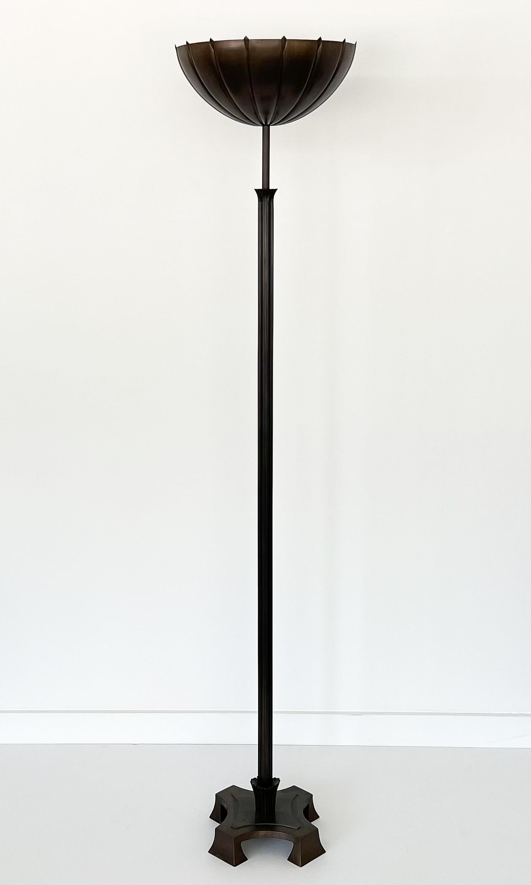 Pair Eliel Saarinen Sculptural Bronze Tochere Floor Lamps 1