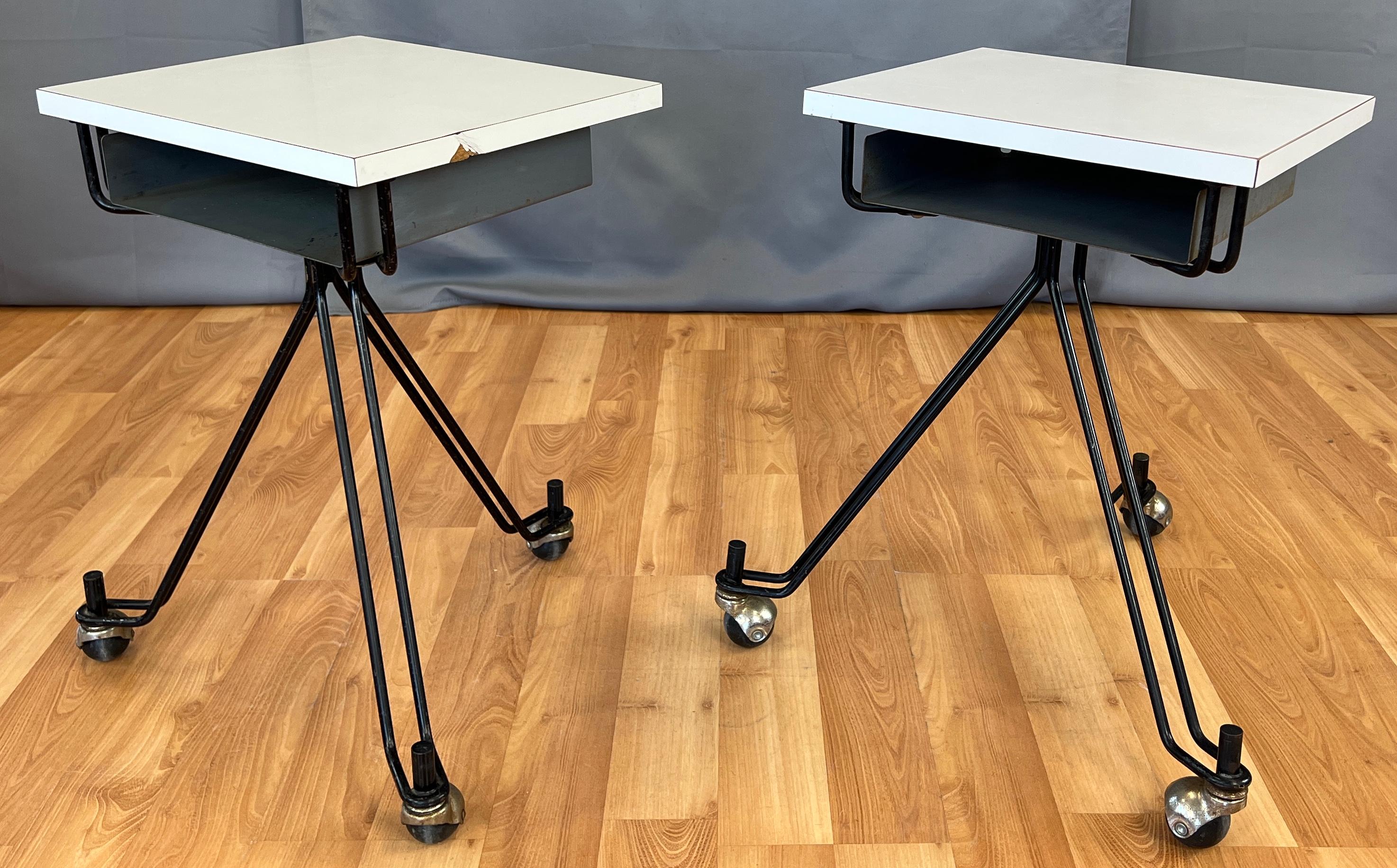 Pair Eliot Noyes Designed Telephone Tables for IBM Circa 1950s 4