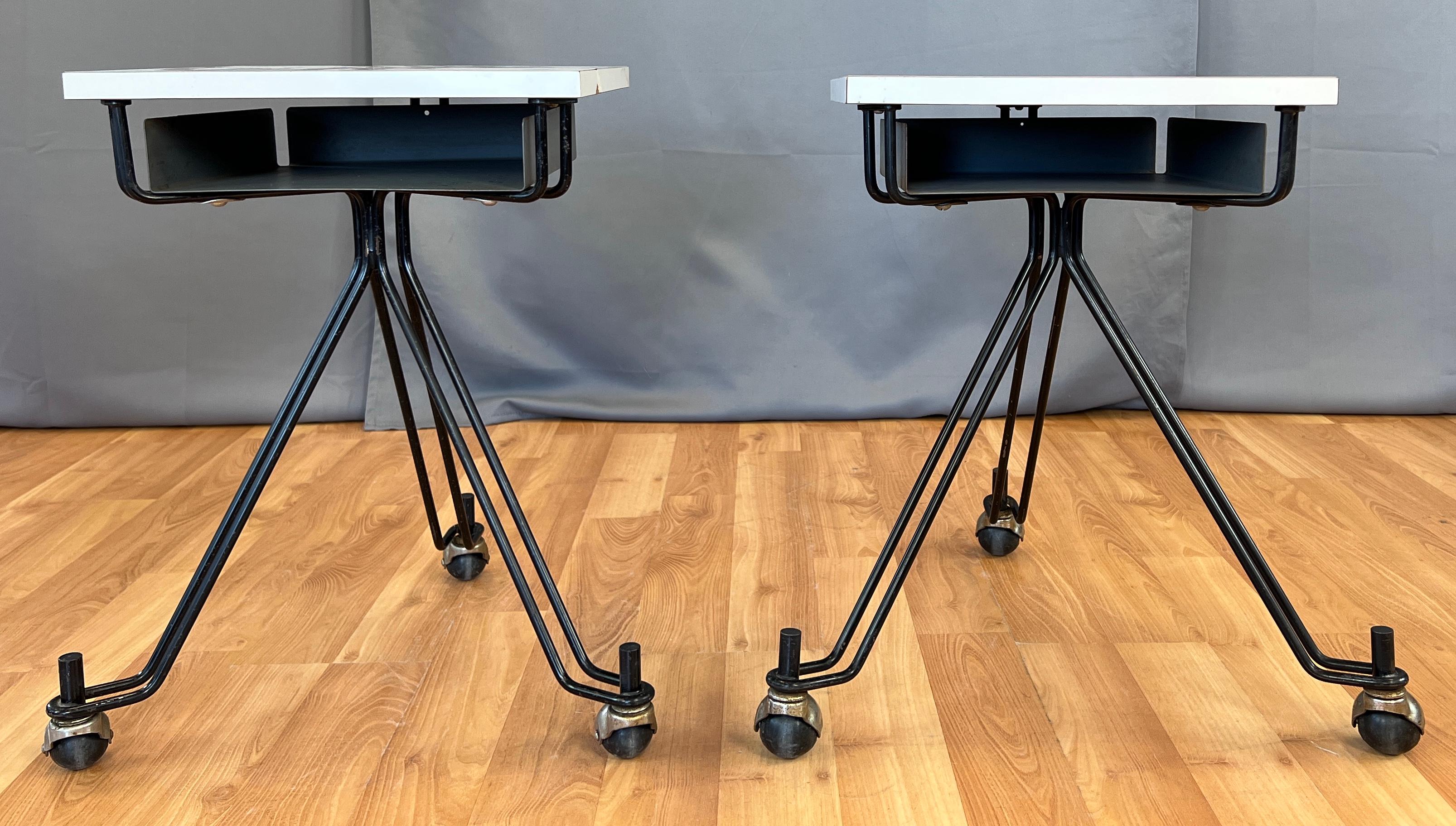 Industrial Pair Eliot Noyes Designed Telephone Tables for IBM Circa 1950s