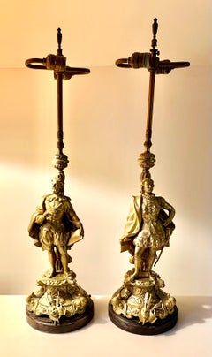 Pair Elizabethan William Shakespeare Christopher Marlowe Figural Table Lamps