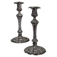 Antique Pair of Elkington Silverplated Candlesticks 1858