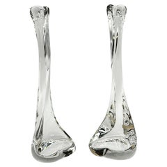 Pair Elsa Peretti for Tiffany & Co. Crystal "Bone" Series Candlesticks